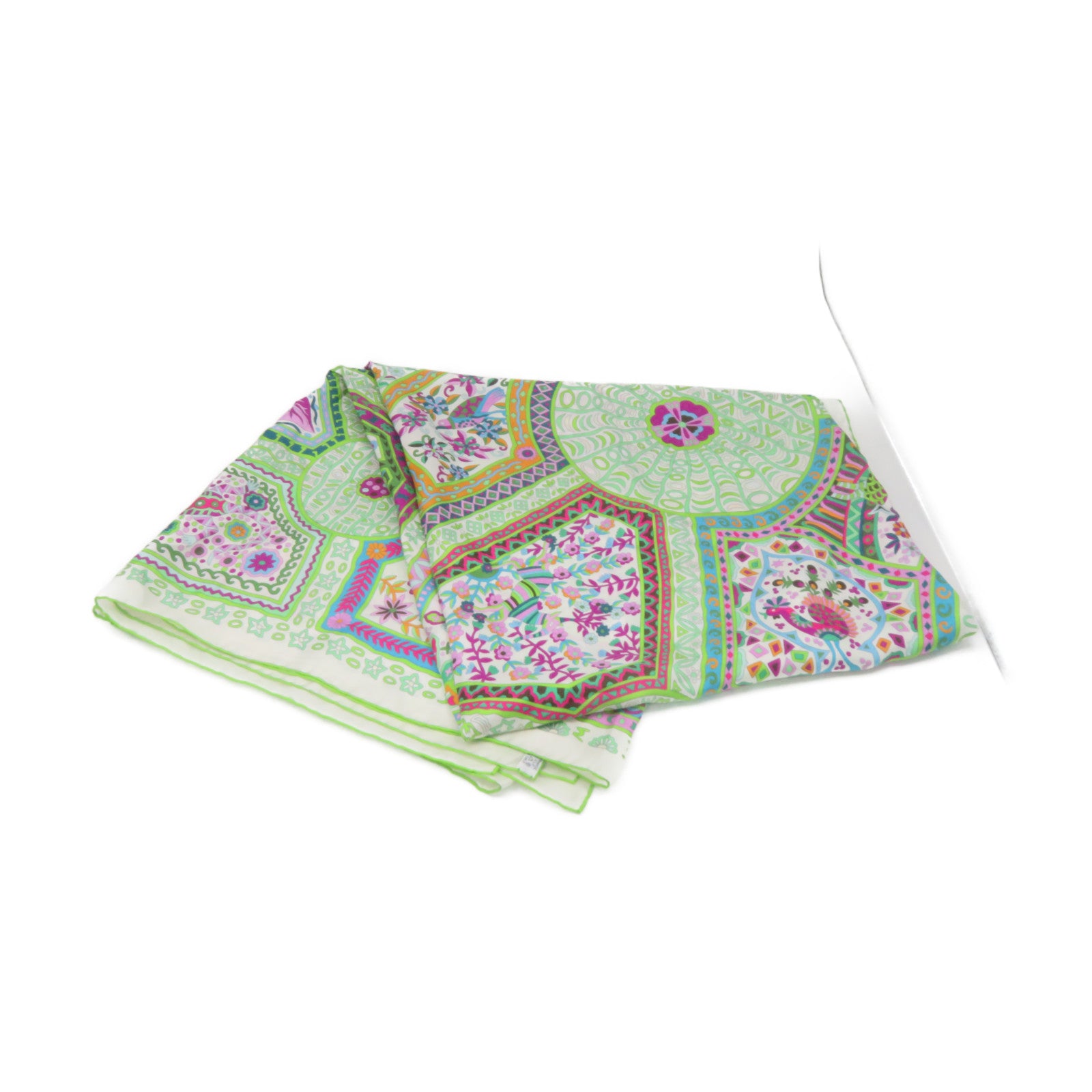 HERMES Silk Scarf Green/Purple/Color