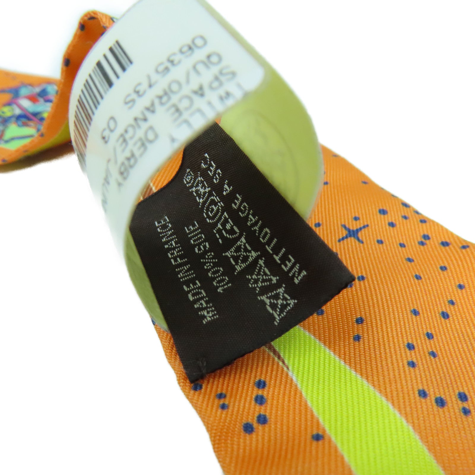 HERMES 絲質Twilly Scarf絲巾橙色/藍色