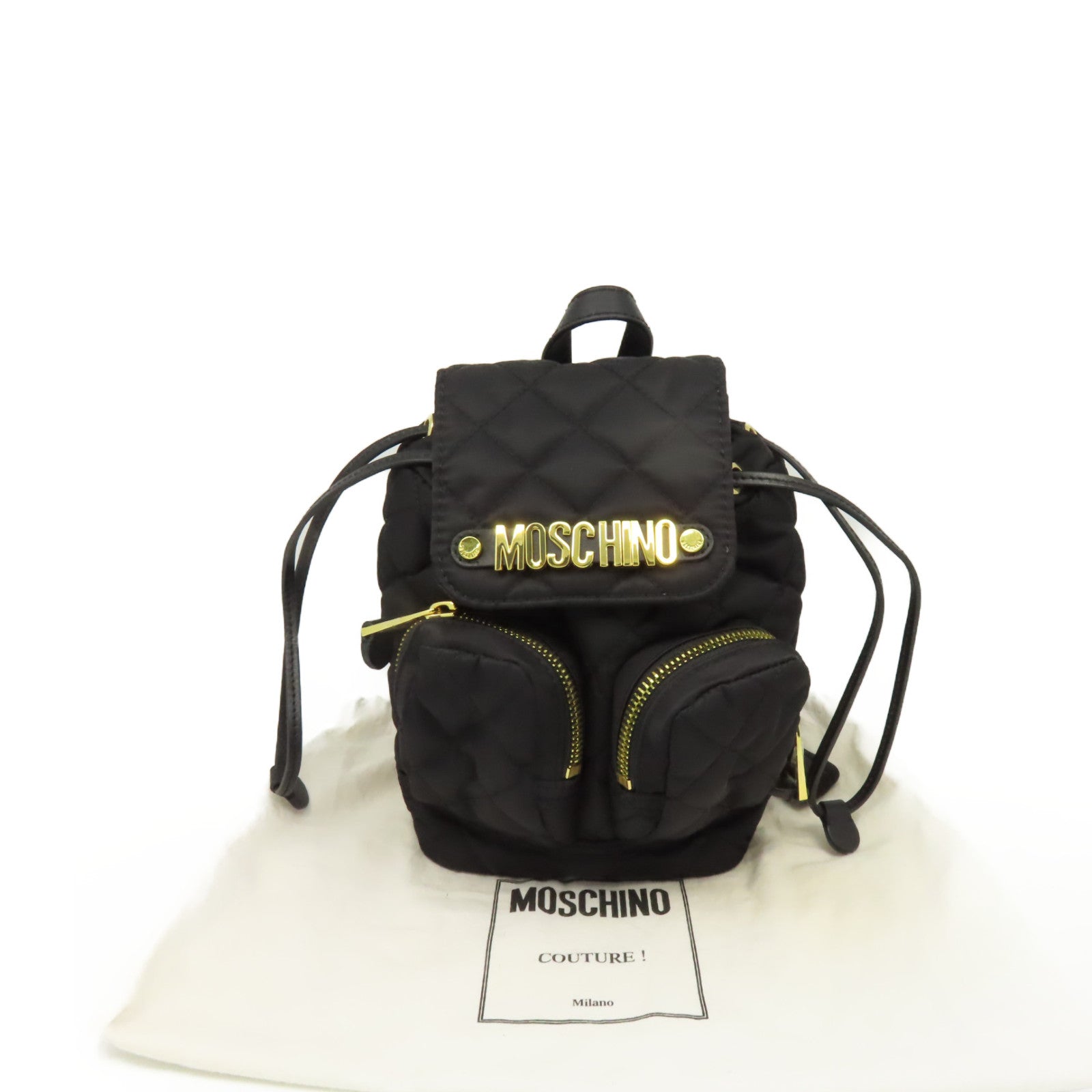 MOSCHINO 尼龍Backpack金扣背包黑色