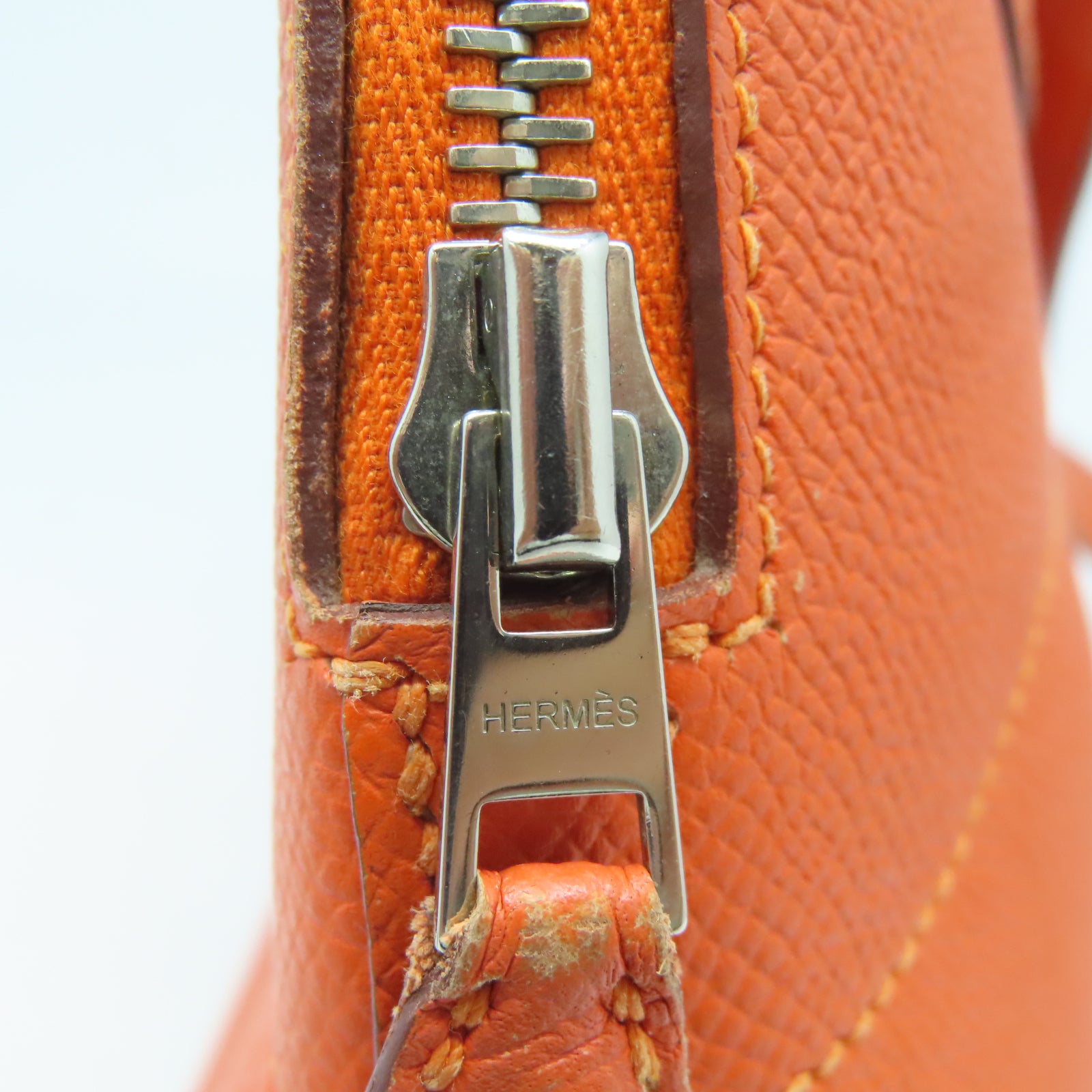 HERMES Veau Epsom皮革Bolide 27銀扣手挽肩背兩用袋火橘色