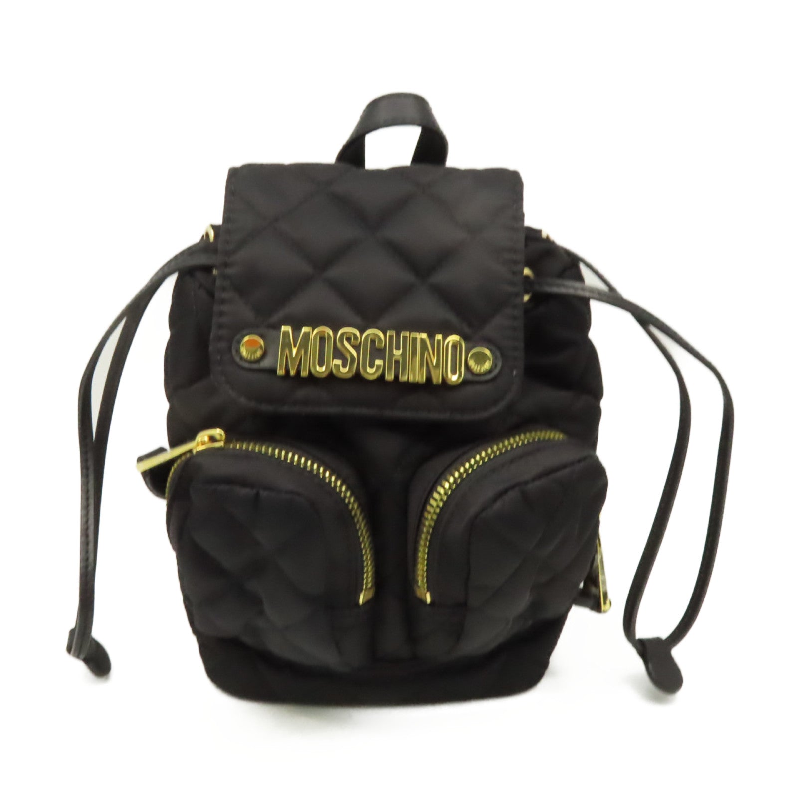 MOSCHINO 尼龍Backpack金扣背包黑色