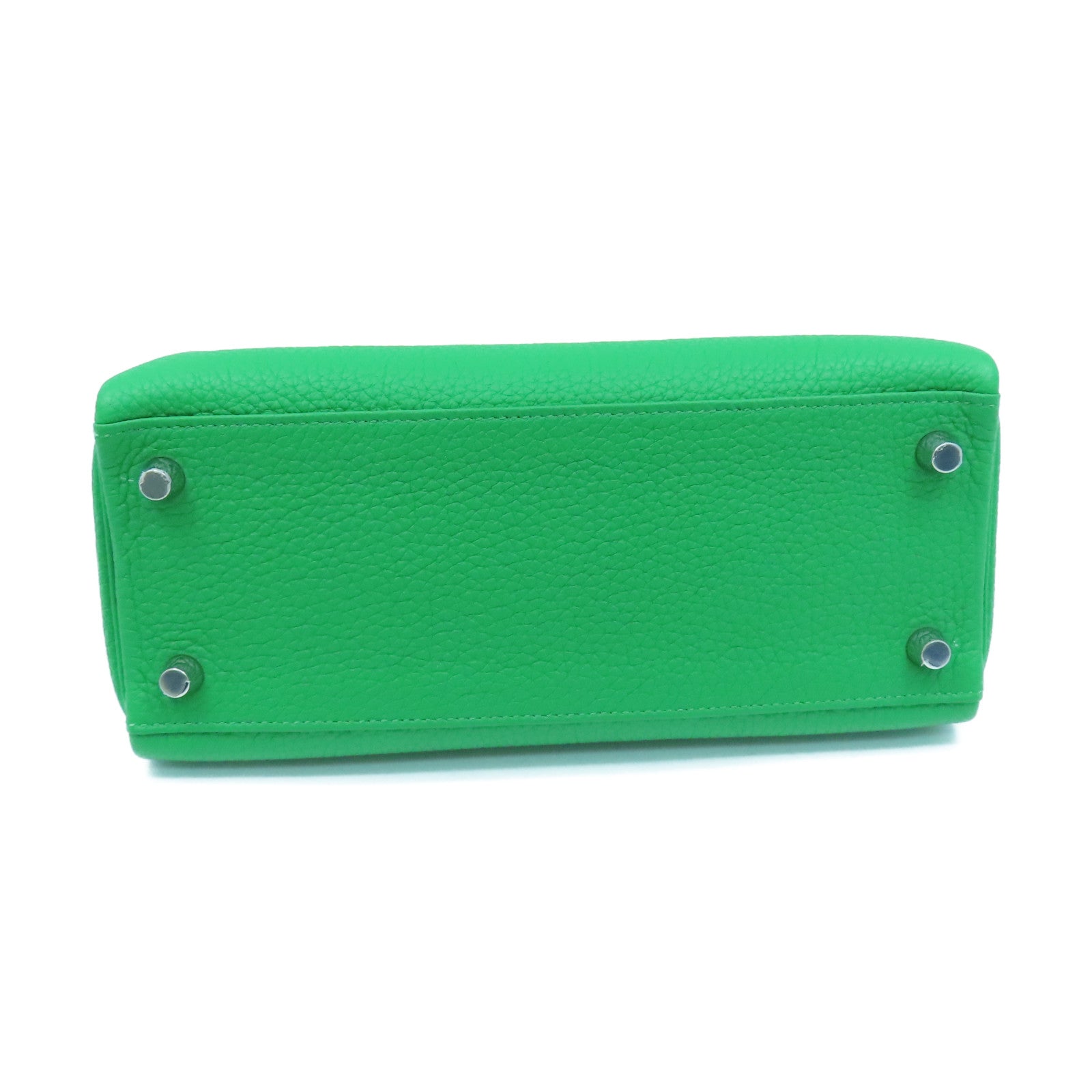 HERMES Togo皮革Kelly 25 2Way Hand Bag银扣手挽肩背两用袋1K/绿色