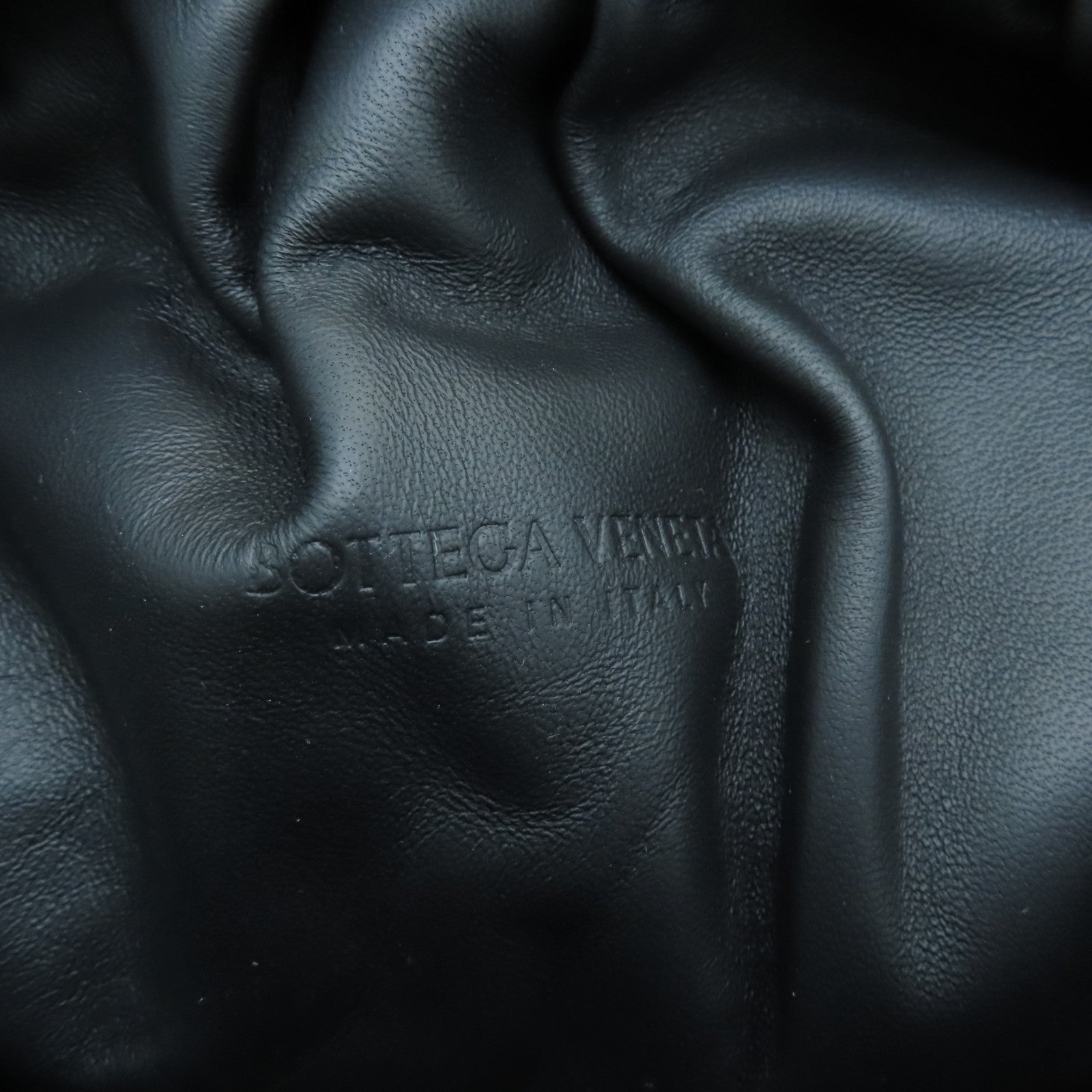 BOTTEGA VENETA Lambskin Leather Clutch Silver Buckle Clutch Black