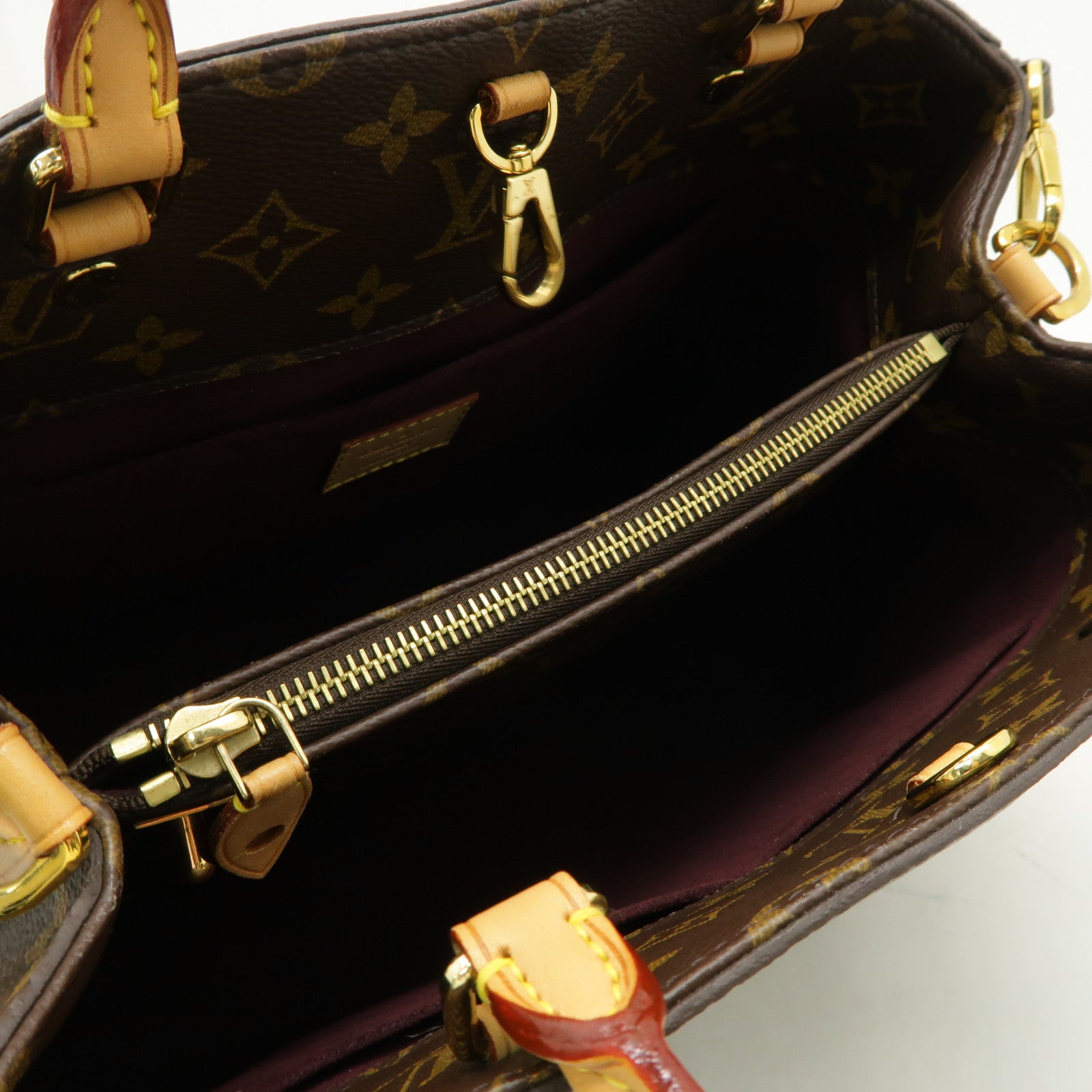 LOUIS VUITTON Monogram Montaigne MM金扣手挽肩背兩用袋啡色