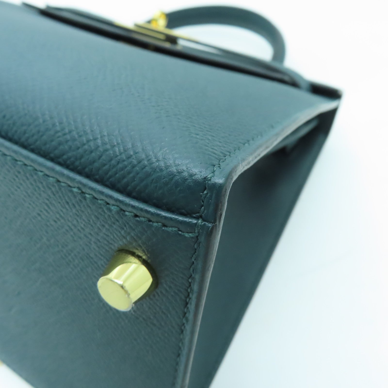 HERMES 【激減優惠】Epsom皮革Kelly 28金扣手挽袋Vert Cypres綠色