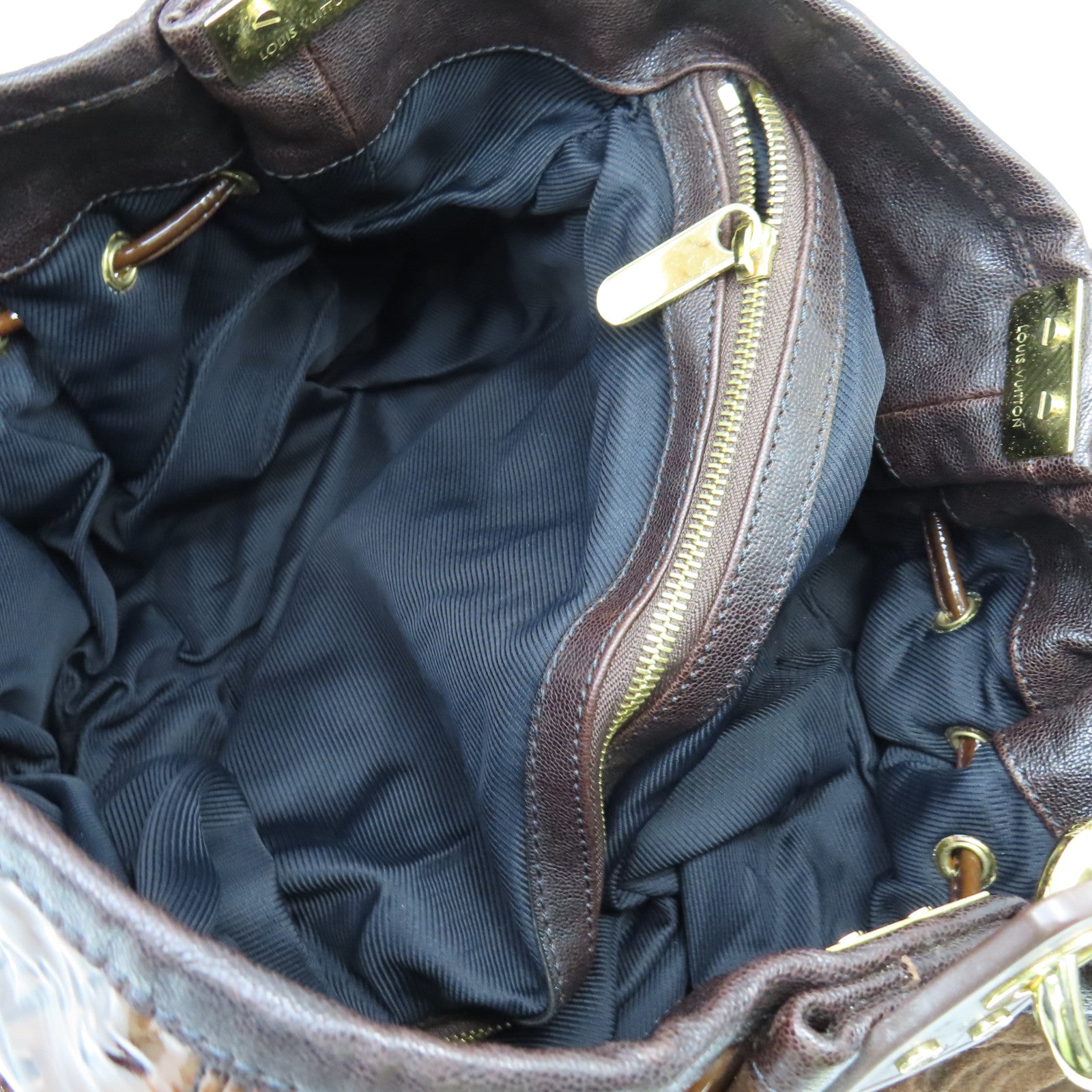 LOUIS VUITTON 麂皮皮革/漆皮皮革Irene Shoulder Bag金扣肩背袋啡色