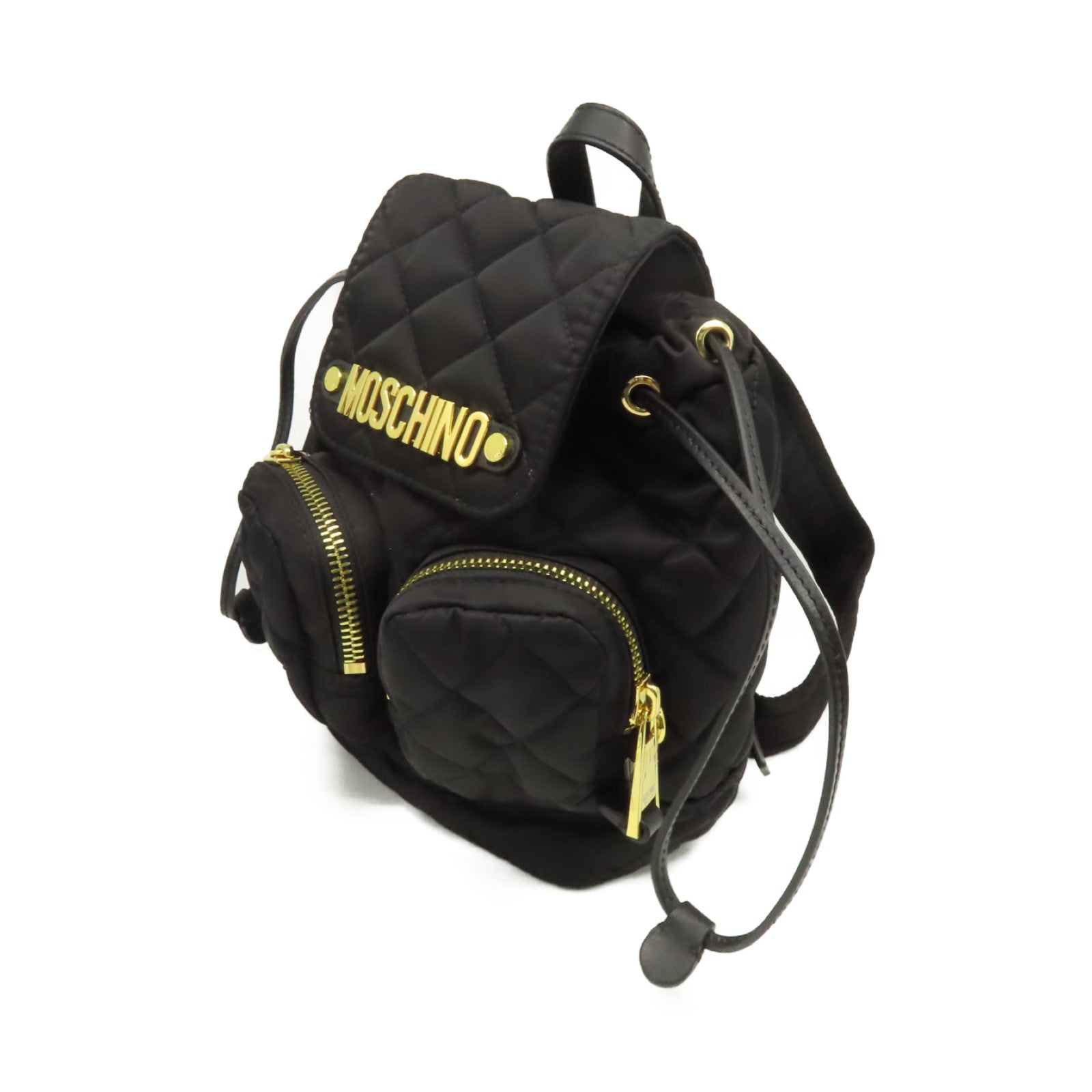 MOSCHINO 尼龍Backpack金扣背包黑色