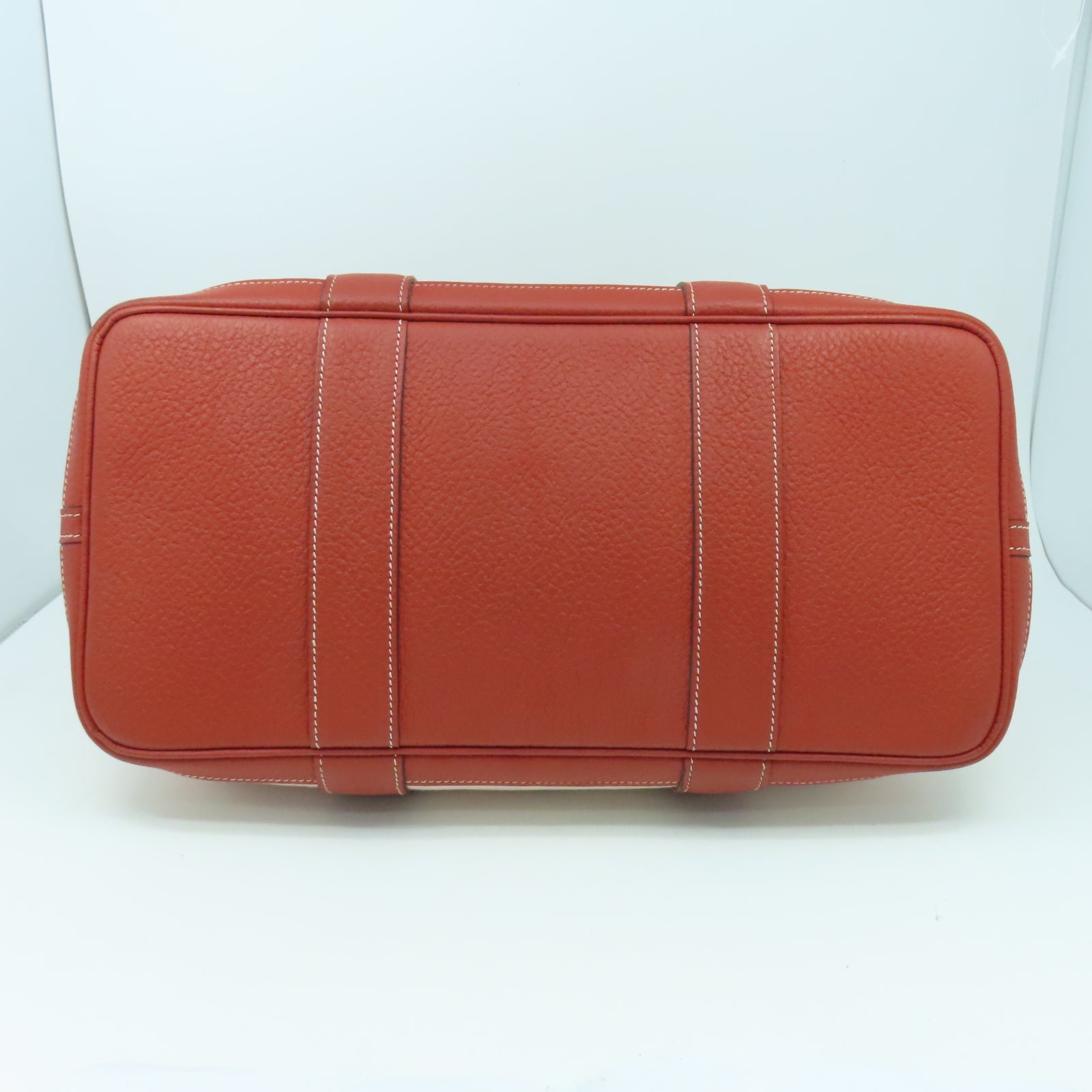HERMES 帆布GardenParty PM銀扣手挽袋磚塊紅色