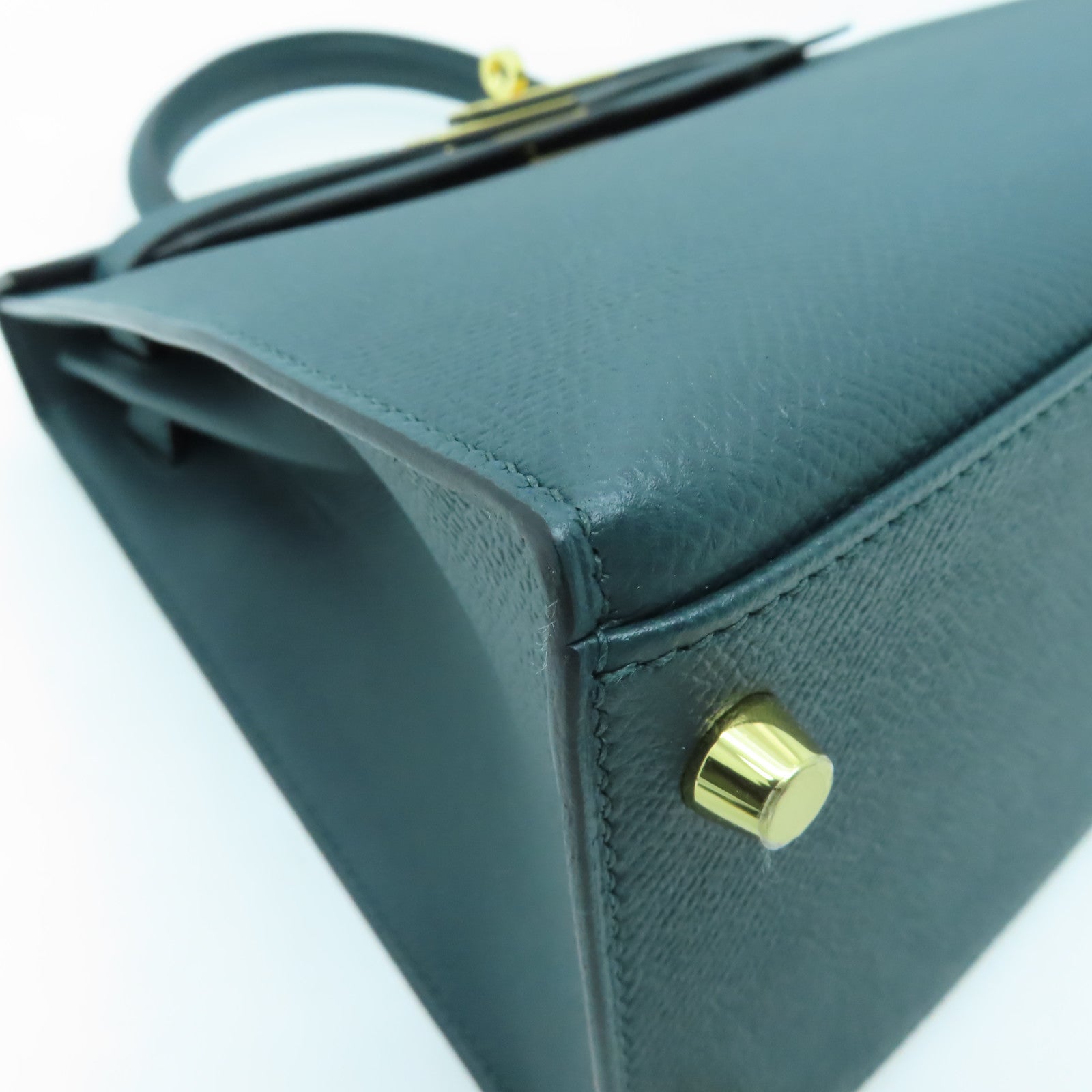 HERMES 【激減優惠】Epsom皮革Kelly 28金扣手挽袋Vert Cypres綠色