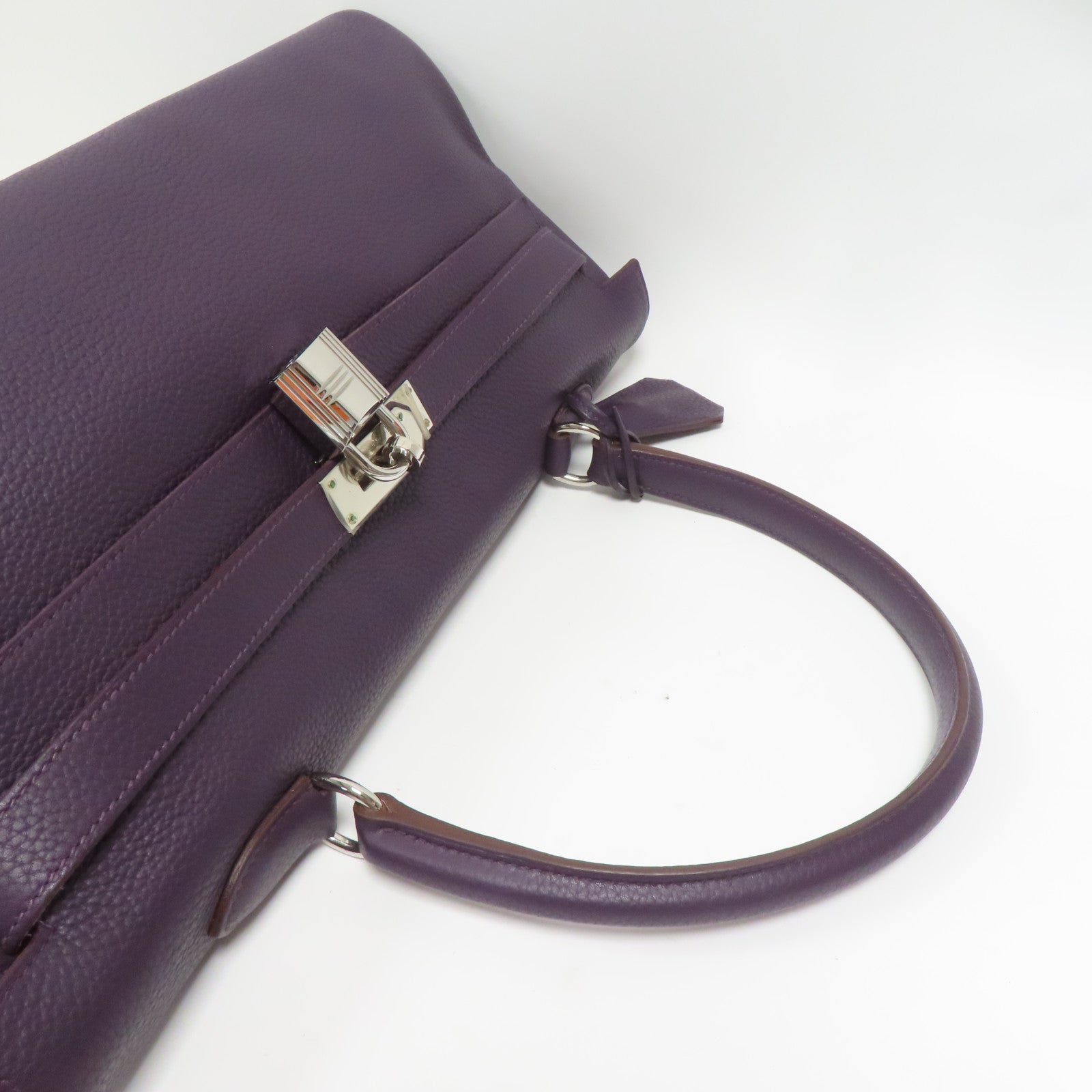 HERMES Togo皮革Shoulder Kelly銀扣肩背袋紫色
