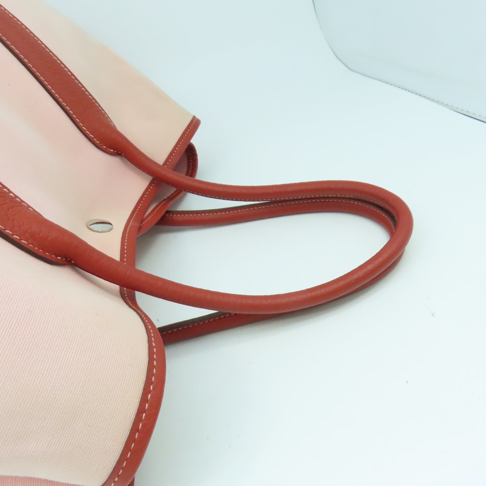 HERMES 帆布GardenParty PM銀扣手挽袋磚塊紅色