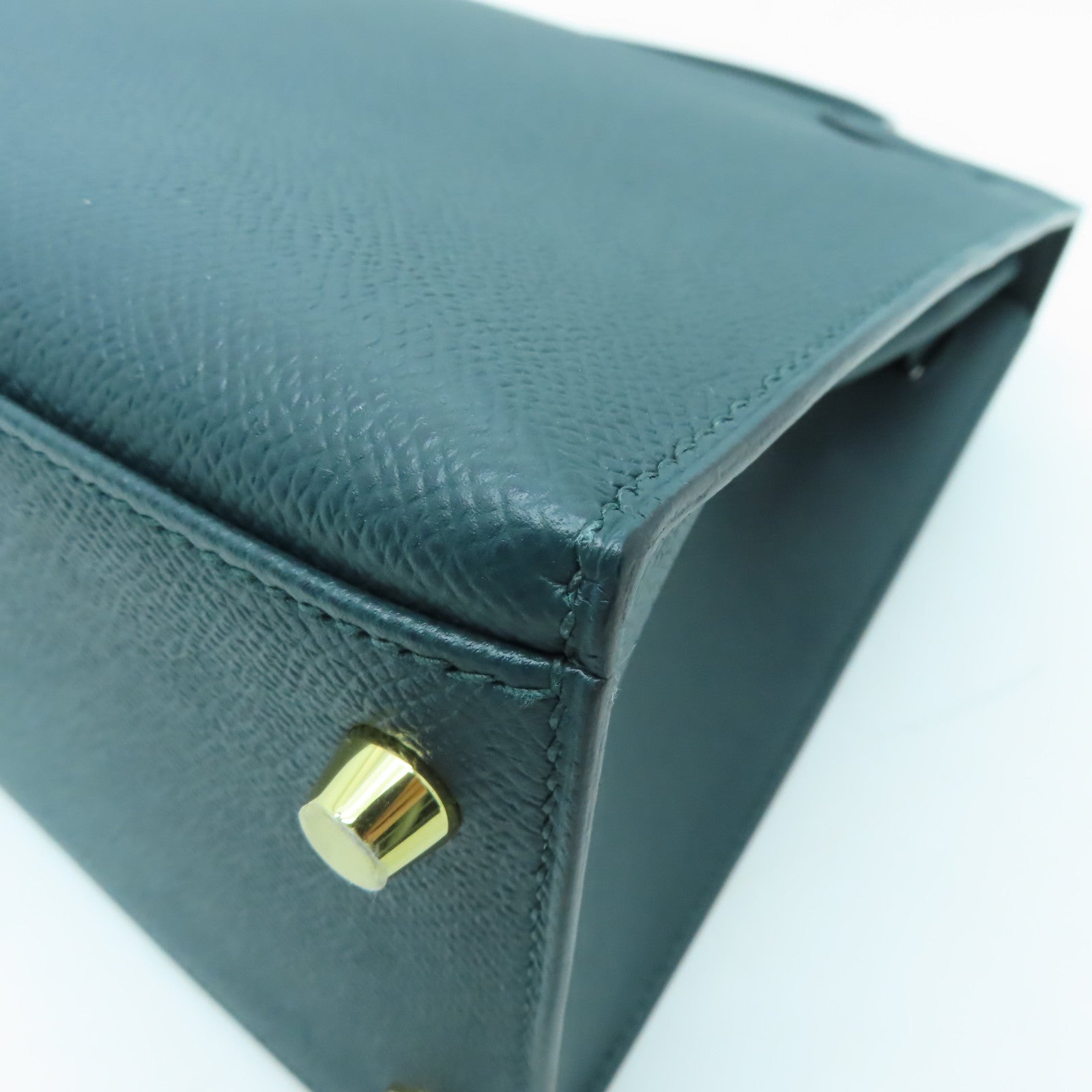 HERMES 【激減優惠】Epsom皮革Kelly 28金扣手挽袋Vert Cypres綠色