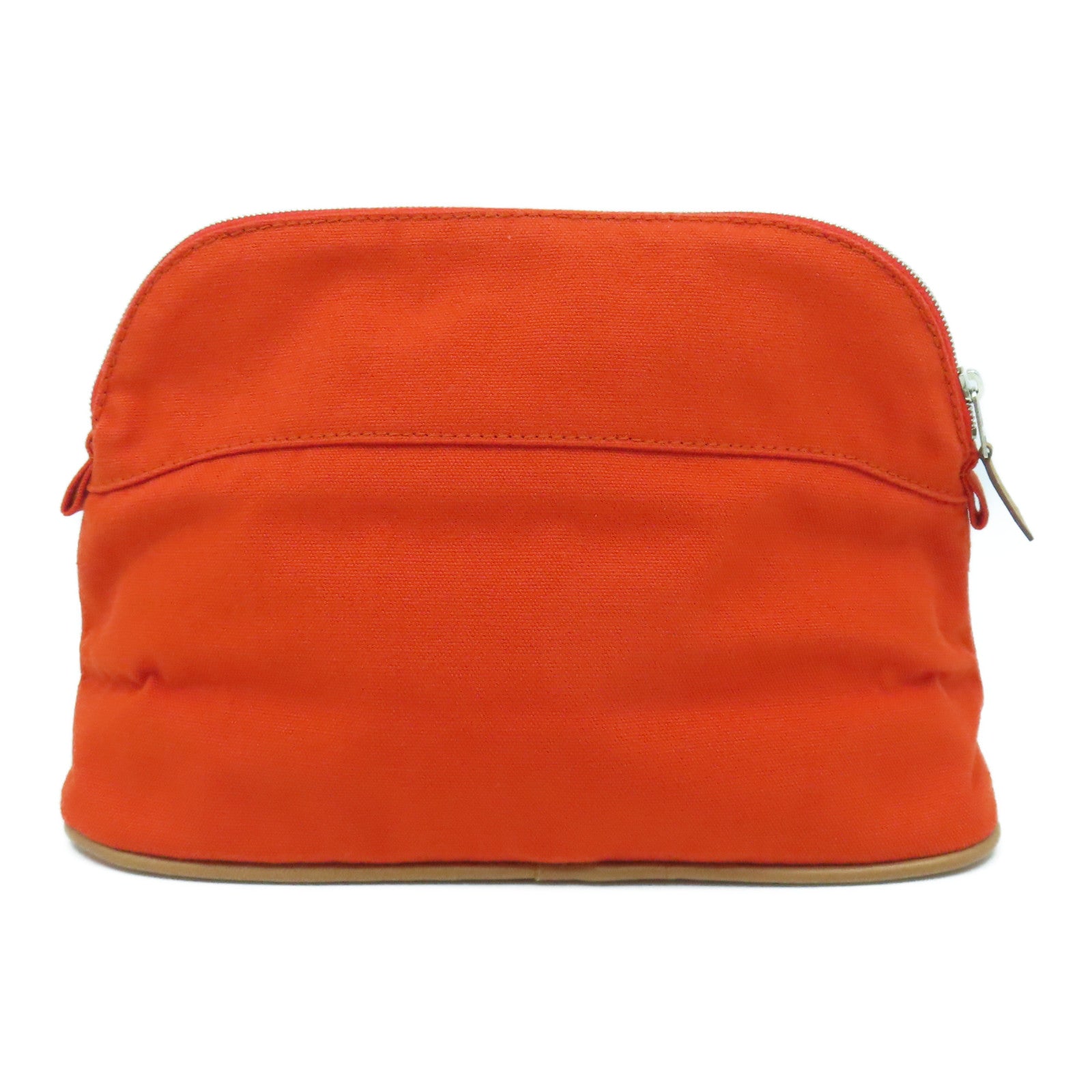 HERMES 帆布Bolide Travel Case銀扣手拿包橙色