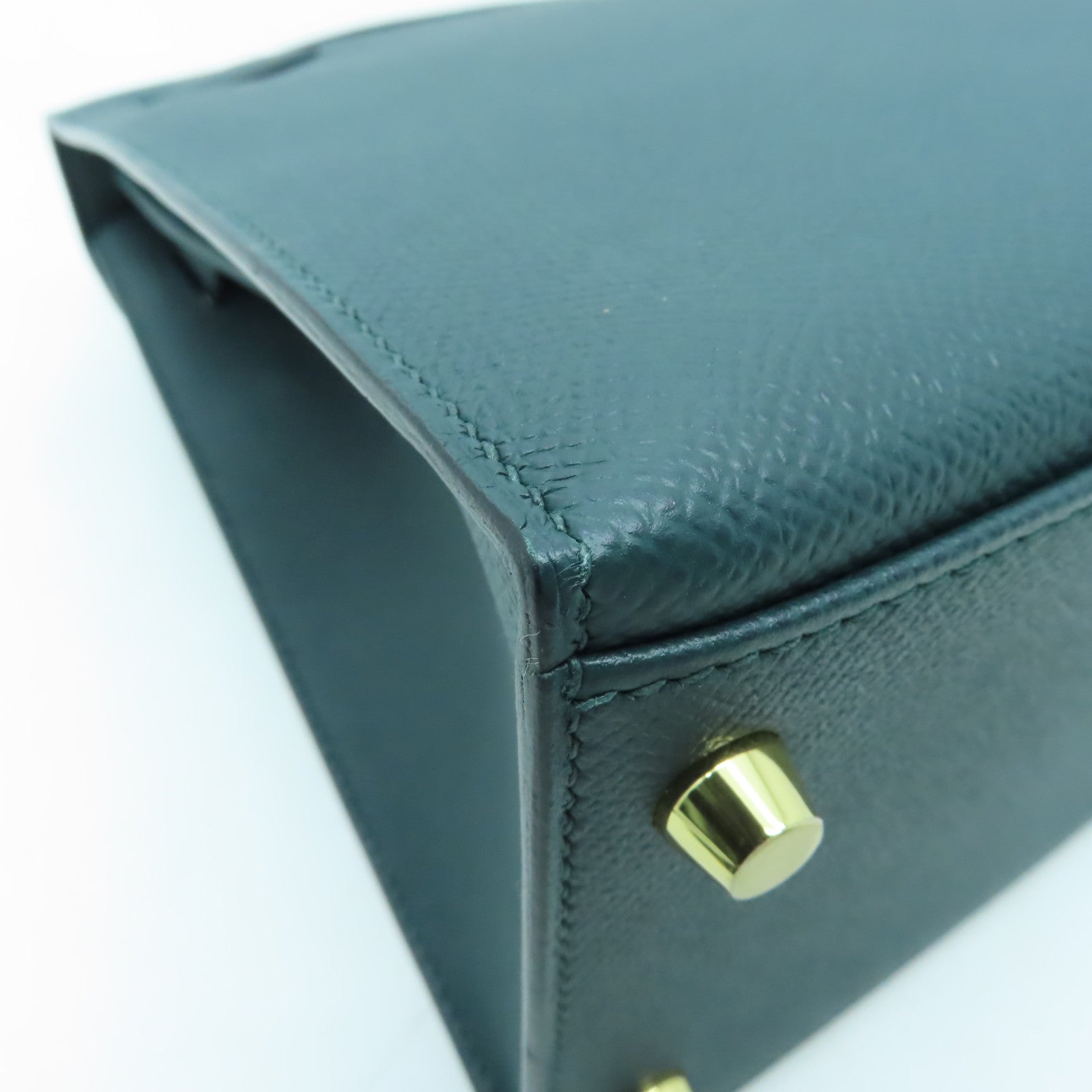 HERMES 【激減優惠】Epsom皮革Kelly 28金扣手挽袋Vert Cypres綠色