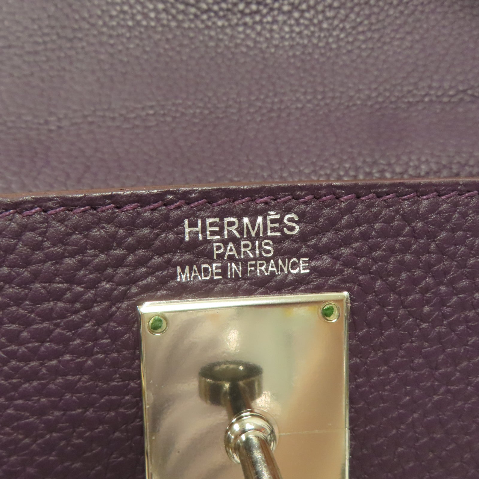 HERMES Togo皮革Shoulder Kelly銀扣肩背袋紫色