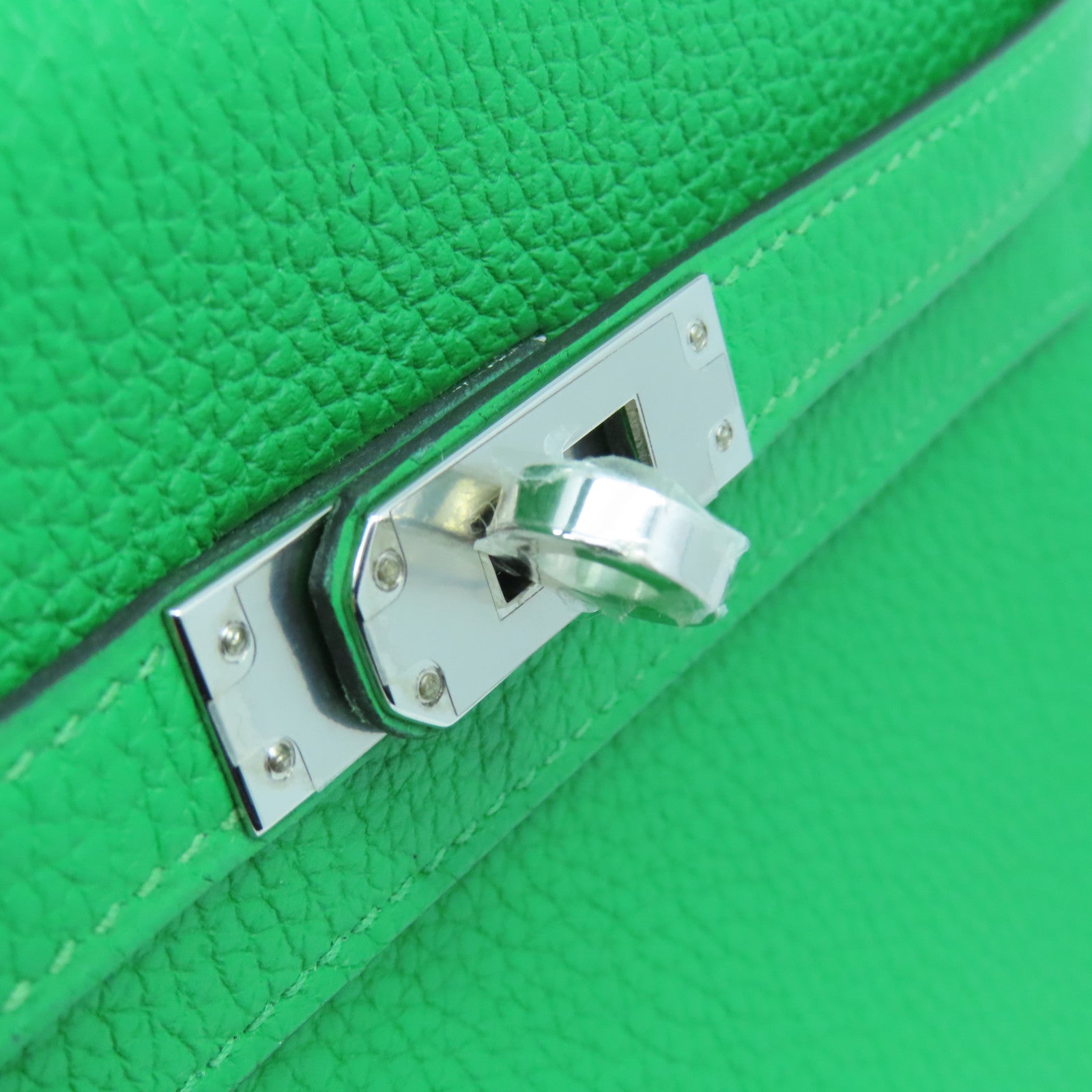 HERMES Togo皮革Kelly 25 2Way Hand Bag银扣手挽肩背两用袋1K/绿色