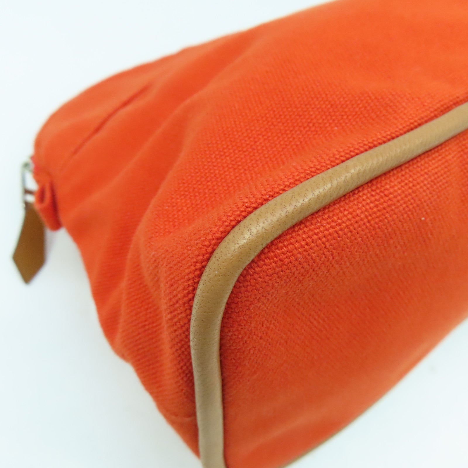 HERMES 帆布Bolide Travel Case銀扣手拿包橙色