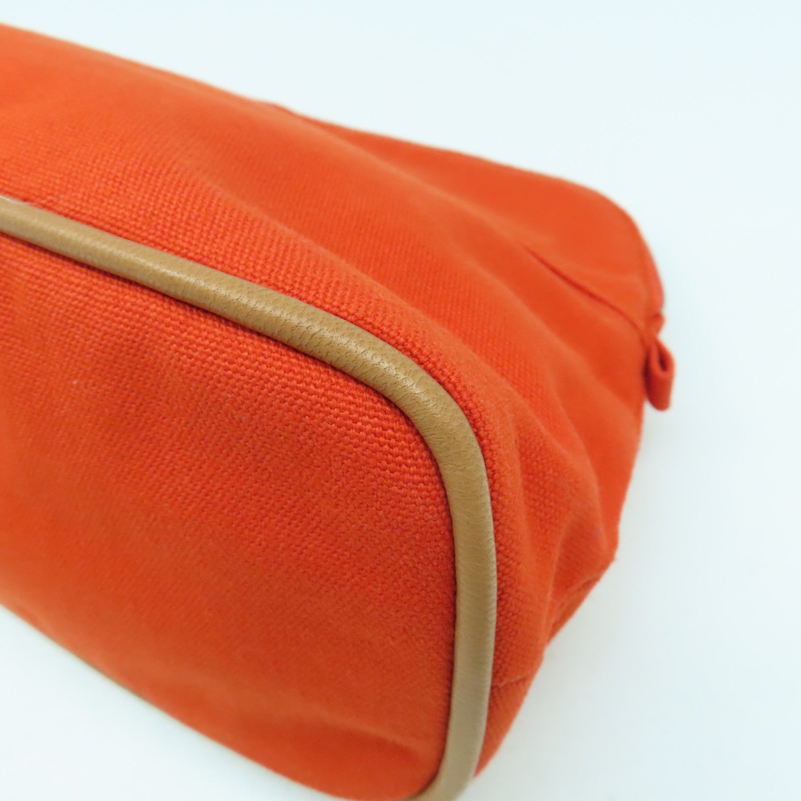 HERMES 帆布Bolide Travel Case銀扣手拿包橙色