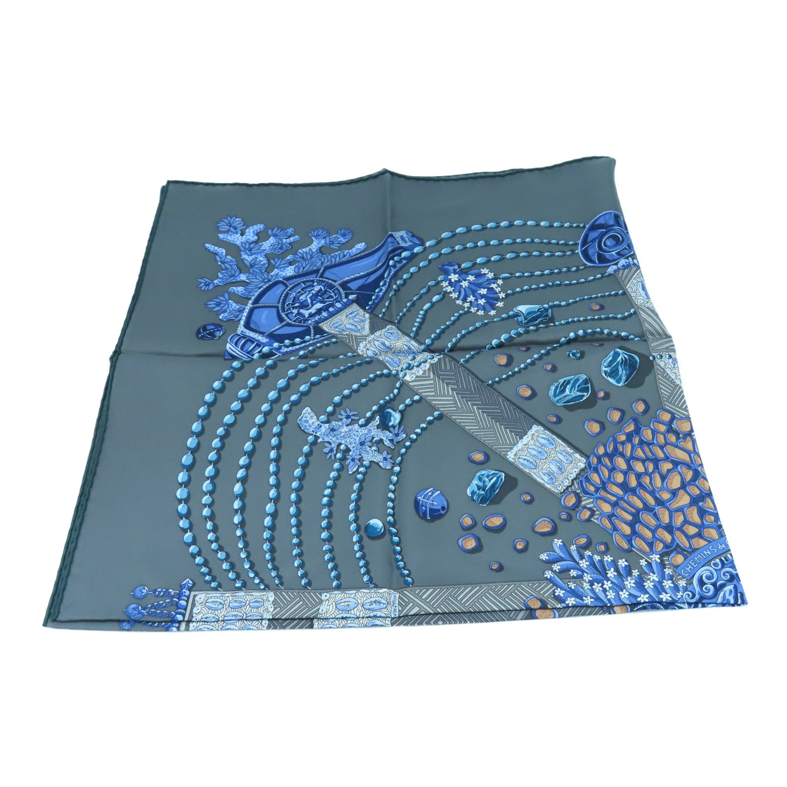 HERMES 丝质Scarf 90x90丝巾灰色彩色