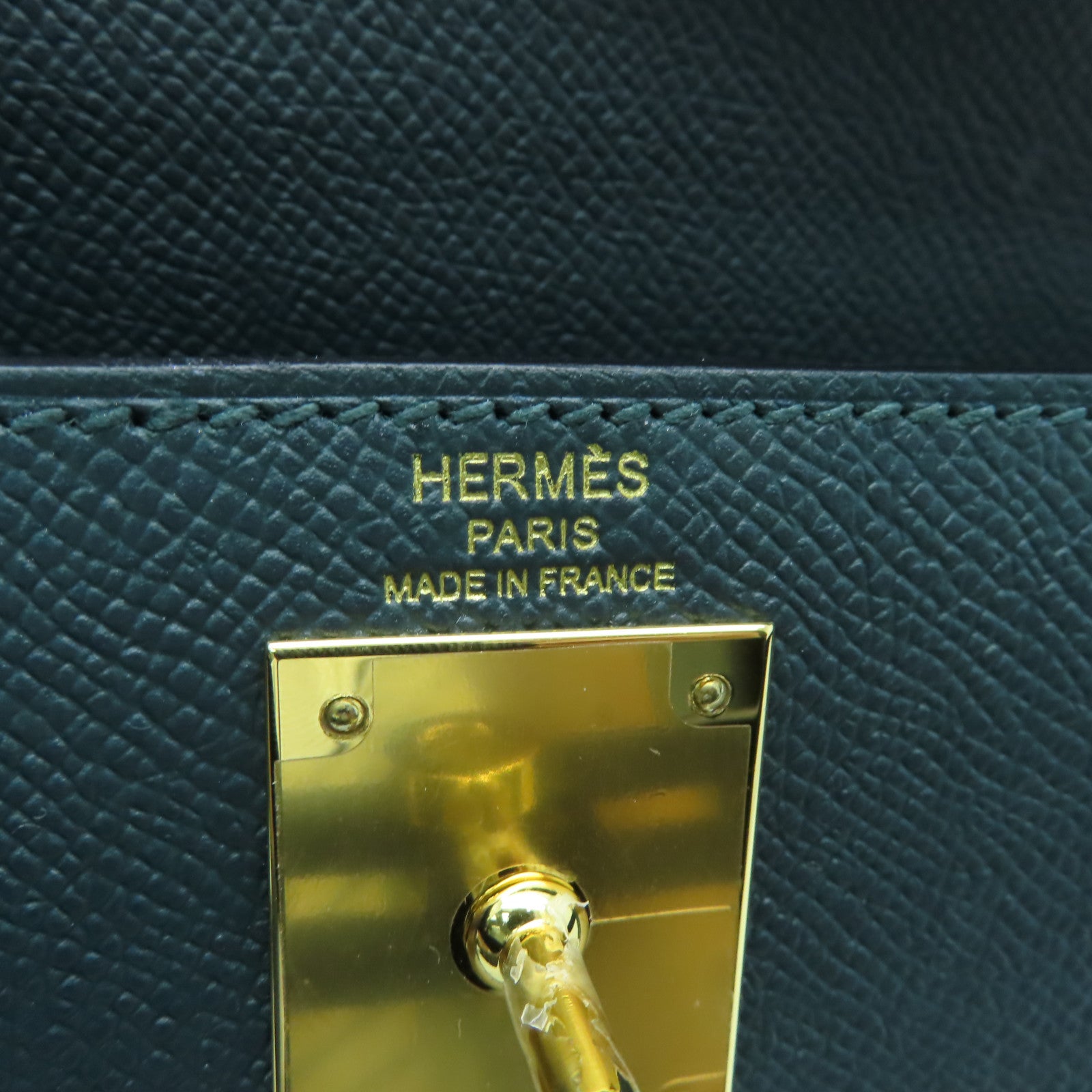 HERMES 【激減優惠】Epsom皮革Kelly 28金扣手挽袋Vert Cypres綠色