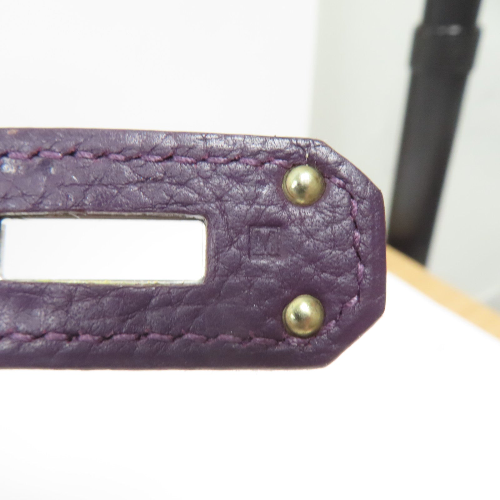 HERMES Togo皮革Shoulder Kelly銀扣肩背袋紫色