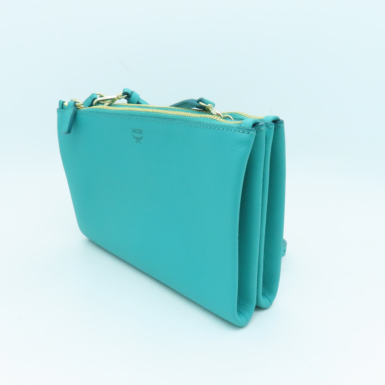 MCM 牛皮皮革Shoulder Bag金扣肩背袋綠色