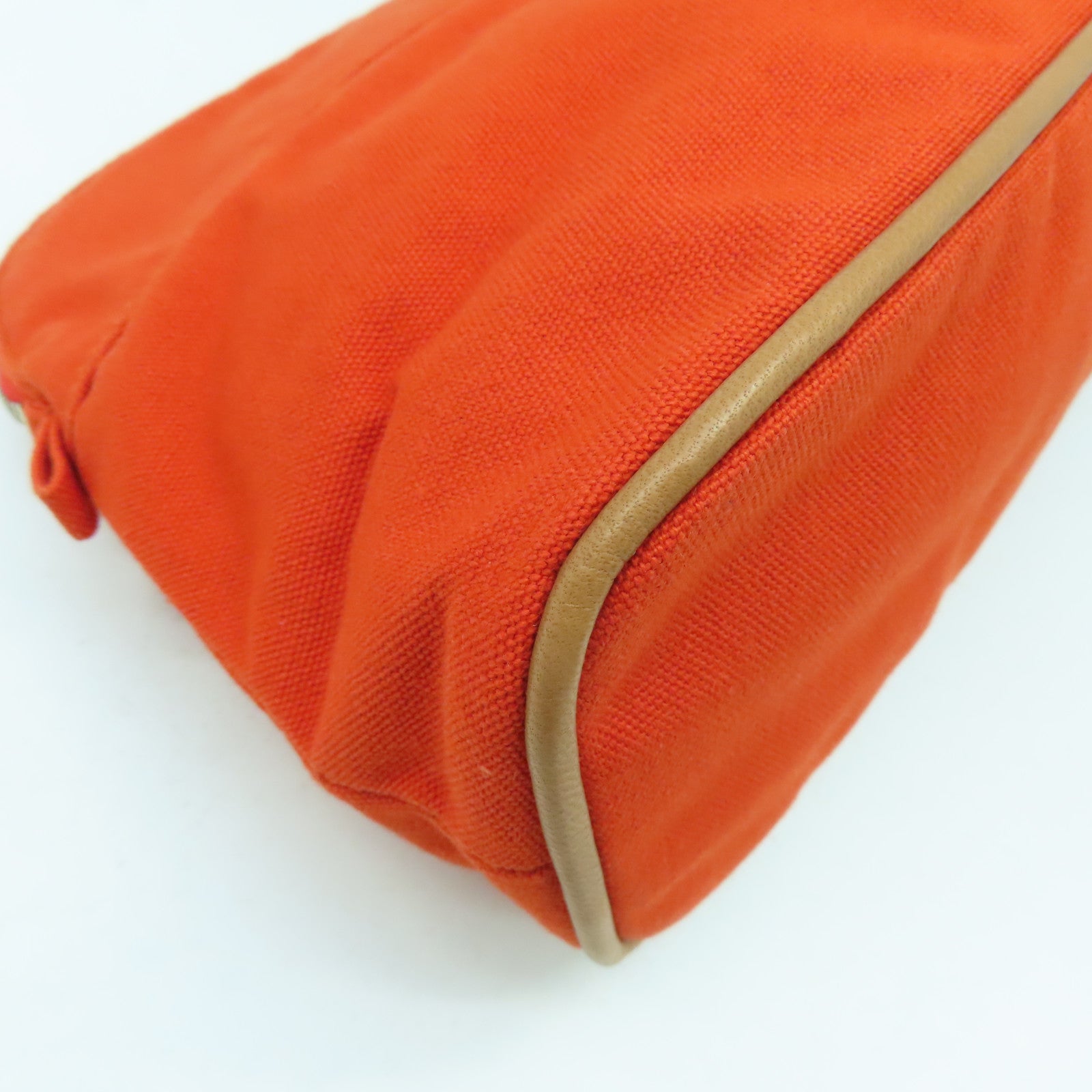 HERMES 帆布Bolide Travel Case銀扣手拿包橙色