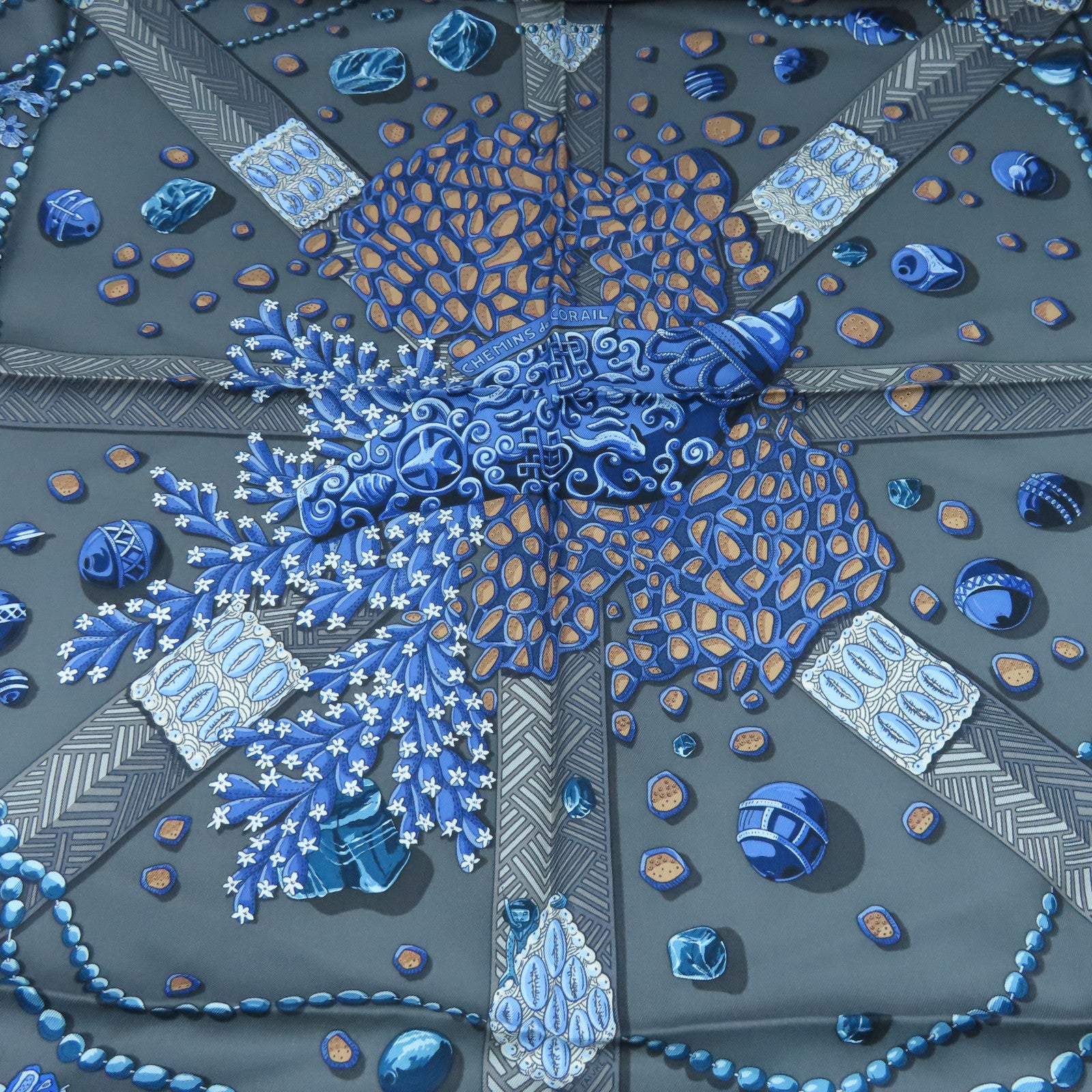 HERMES 丝质Scarf 90x90丝巾灰色彩色