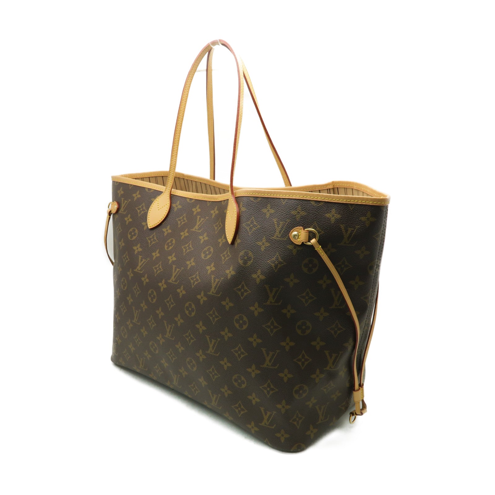 LOUIS VUITTON Monogram Neverfull GM金扣手挽袋啡色