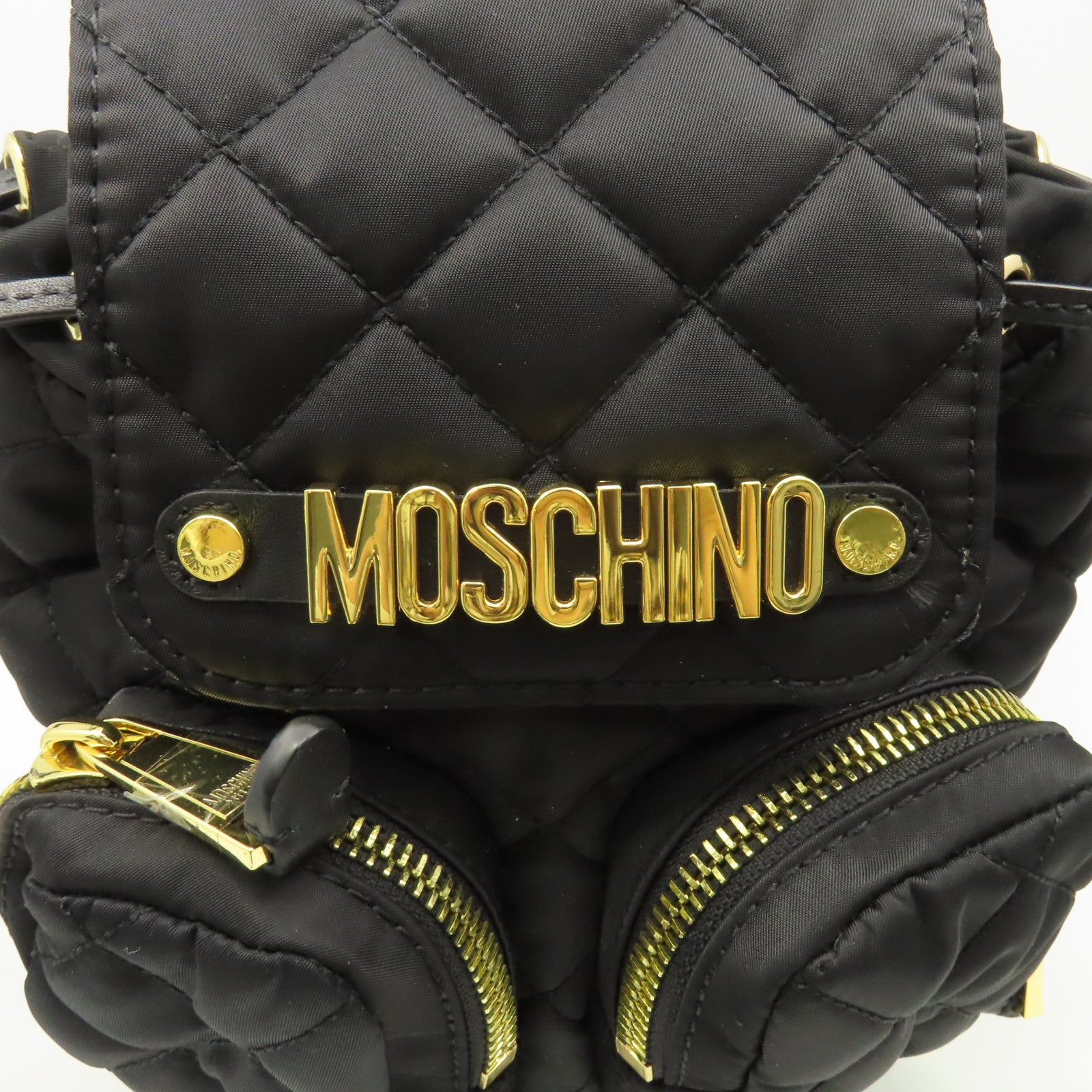 MOSCHINO 尼龍Backpack金扣背包黑色