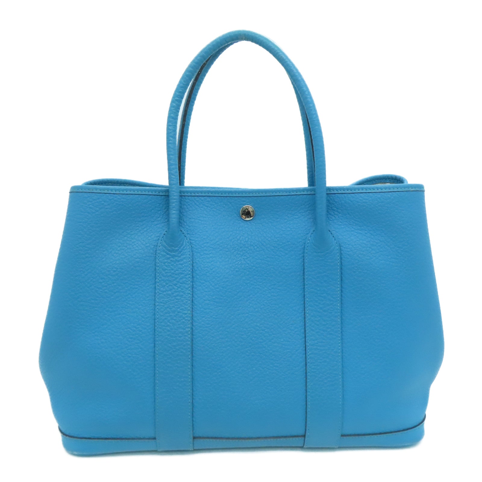 HERMES 【激減優惠】Negonda皮革GardenParty PM金色手挽袋藍色
