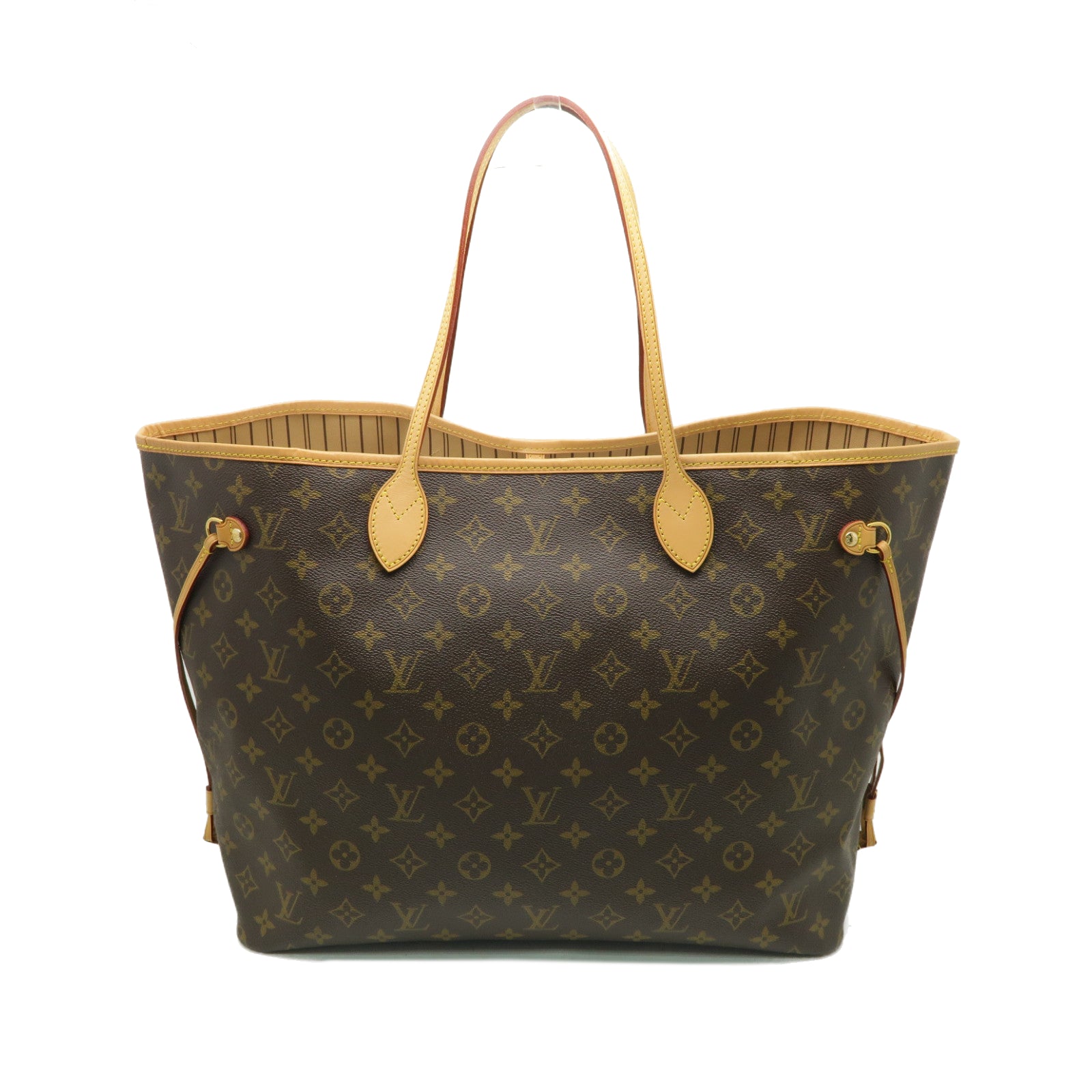 LOUIS VUITTON Monogram Neverfull GM金扣手挽袋啡色