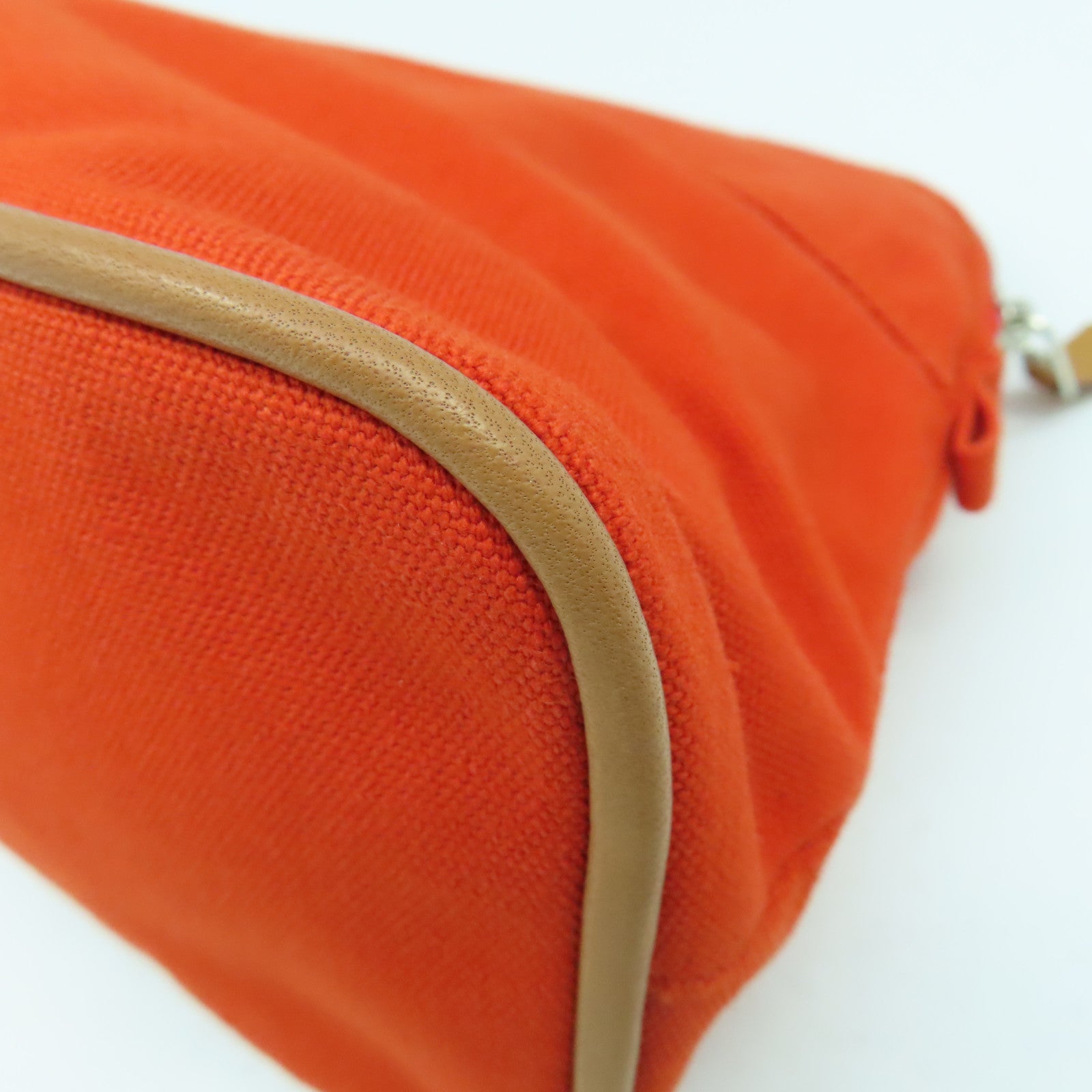 HERMES 帆布Bolide Travel Case銀扣手拿包橙色