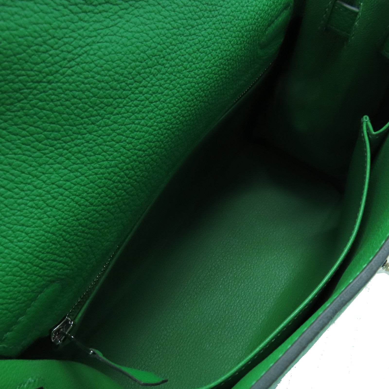 HERMES Togo皮革Kelly 25 2Way Hand Bag银扣手挽肩背两用袋1K/绿色