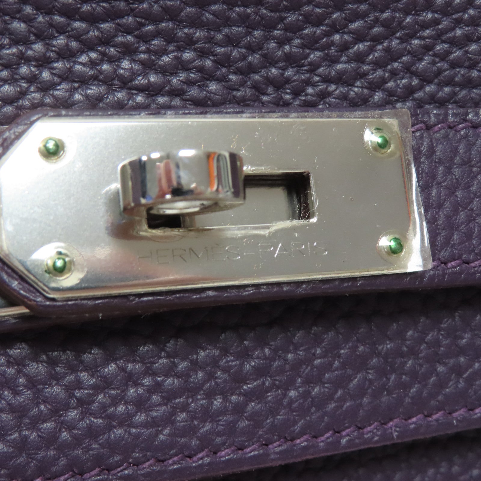 HERMES Togo皮革Shoulder Kelly銀扣肩背袋紫色