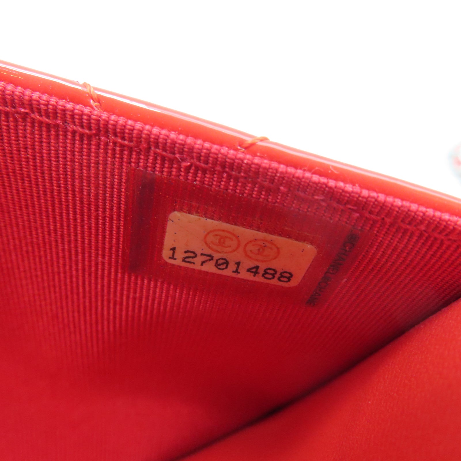 CHANEL Rhombus Patent Leather Wallet On Chain Silver Buckle Chain Shoulder Bag Red