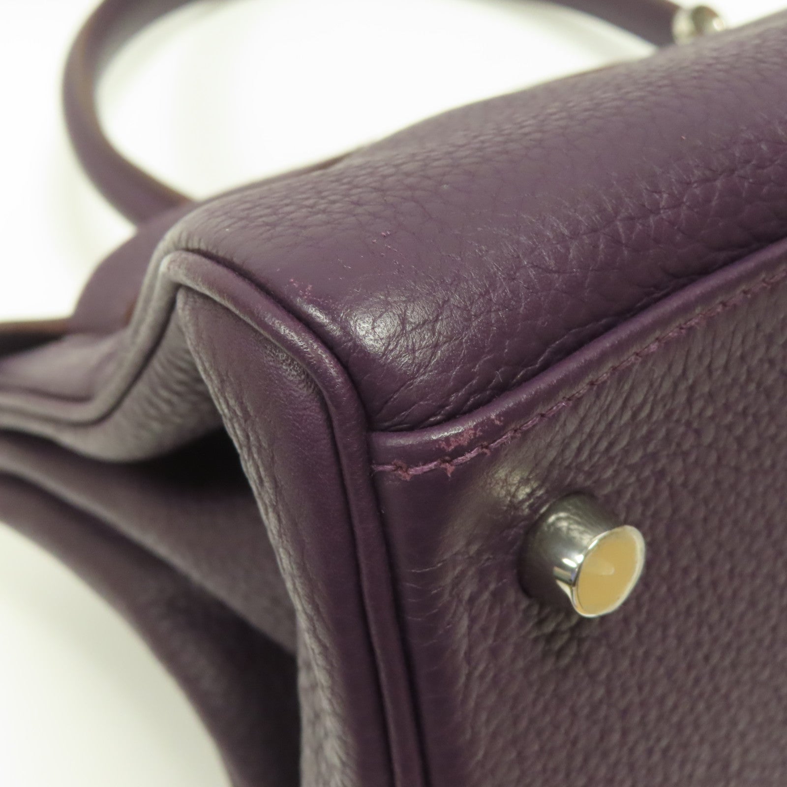 HERMES Togo皮革Shoulder Kelly銀扣肩背袋紫色