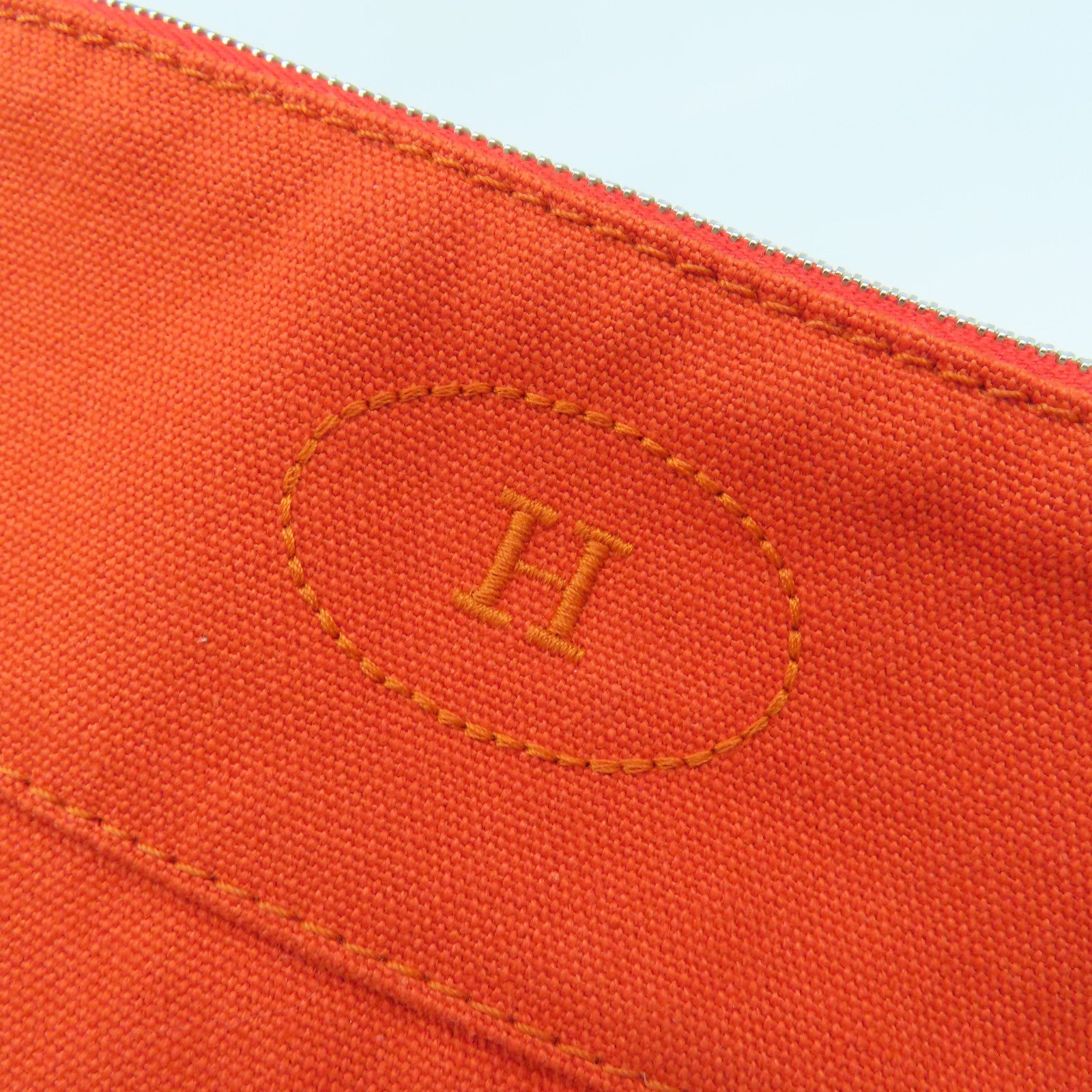 HERMES 帆布Bolide Travel Case銀扣手拿包橙色