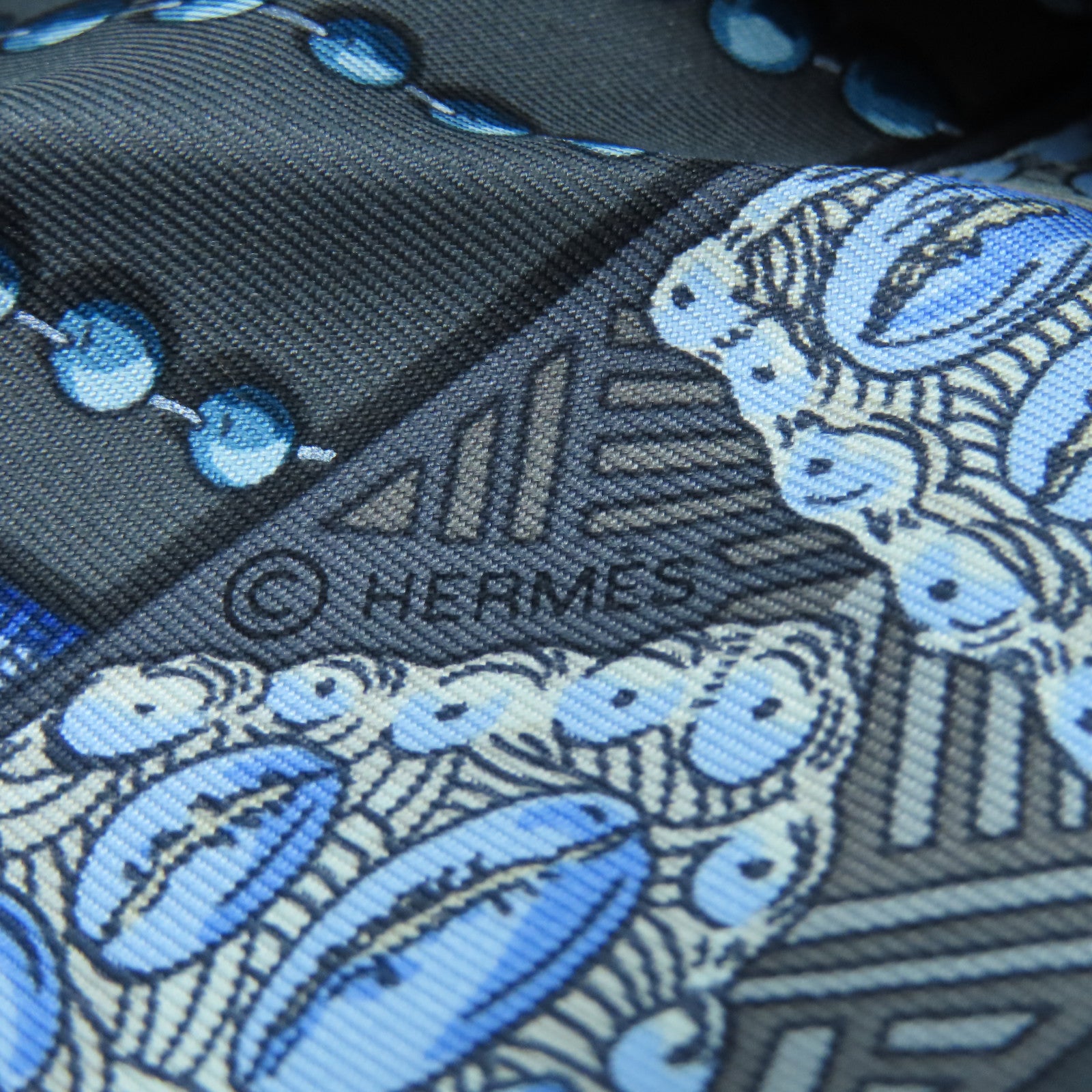HERMES 丝质Scarf 90x90丝巾灰色彩色