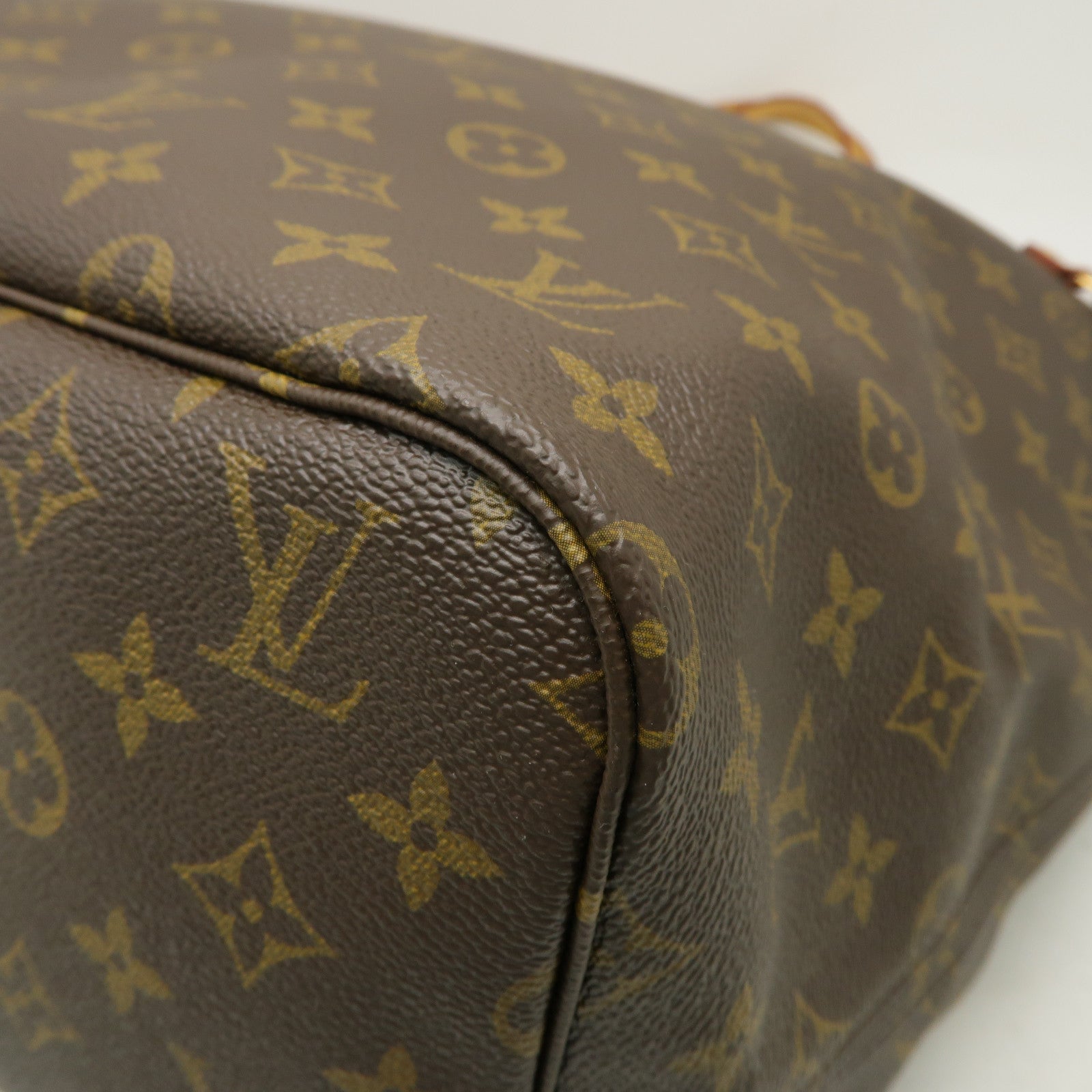 LOUIS VUITTON Monogram Neverfull GM金扣手挽袋啡色