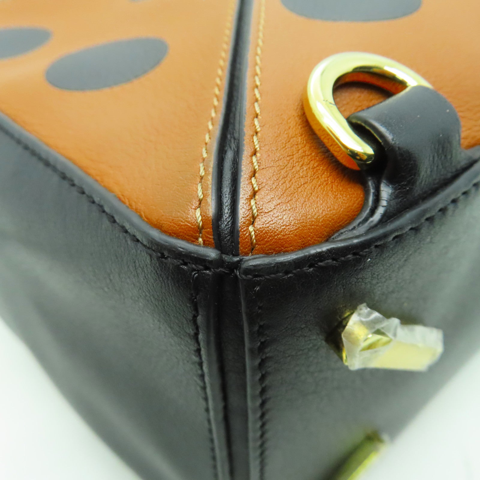 LOEWE 牛皮皮革Puzzle金扣手挽肩背兩用袋黑色/啡色