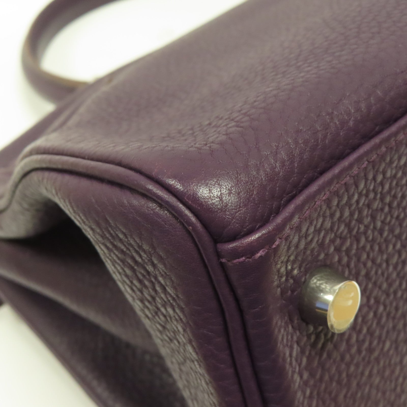 HERMES Togo皮革Shoulder Kelly銀扣肩背袋紫色