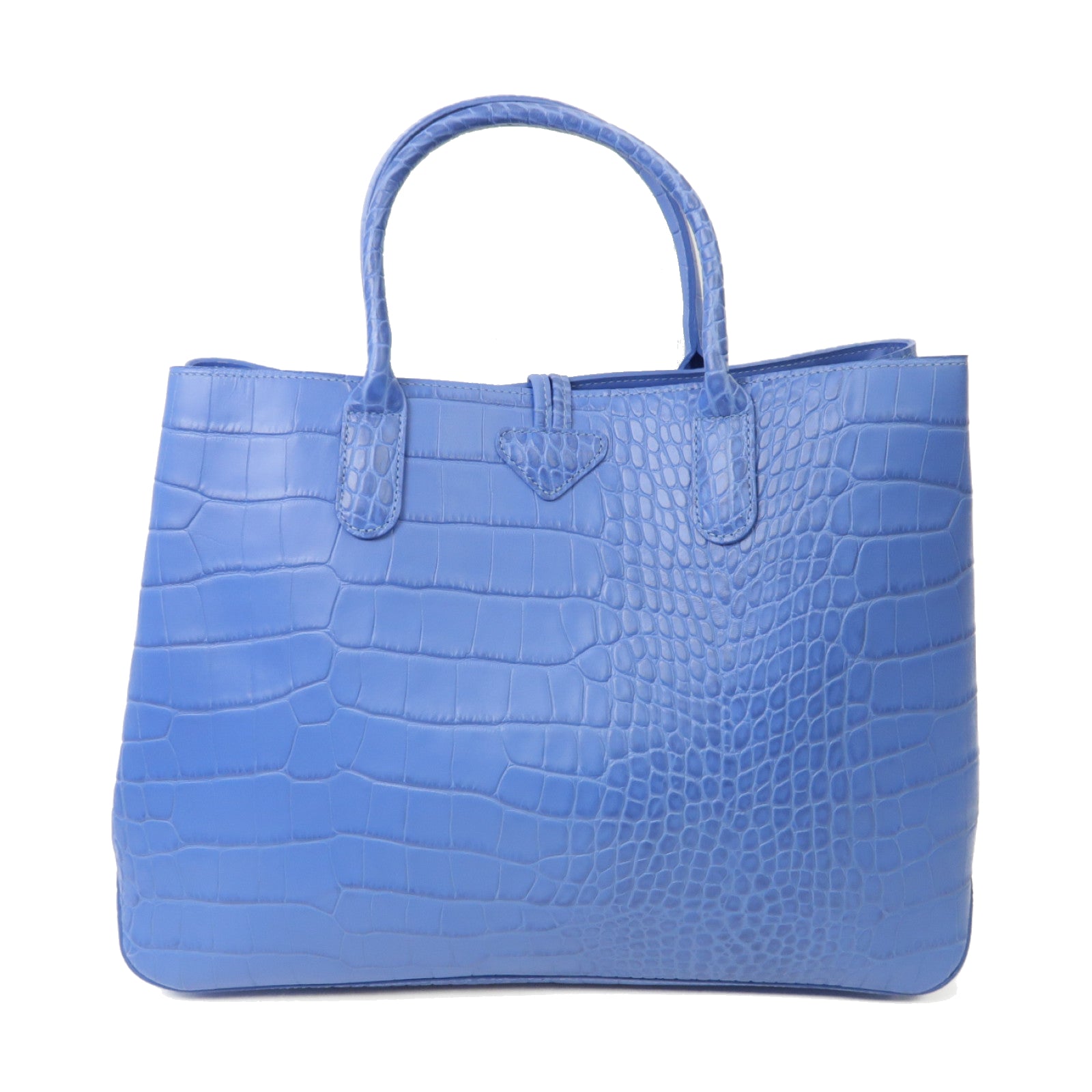 Longchamp 牛皮皮革Tote Bag銀扣手挽袋藍色