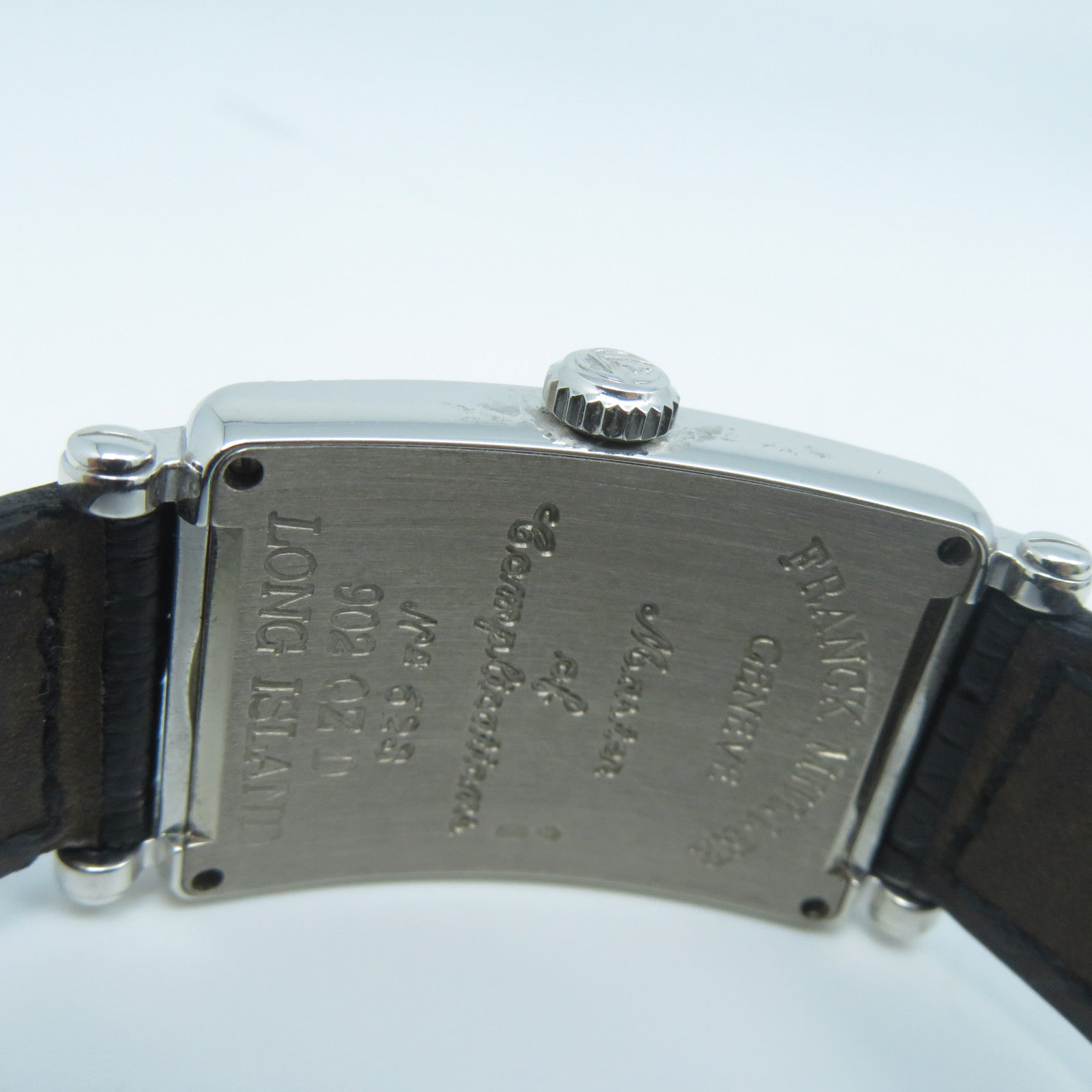 FRANCK MULLER Long Island 18K白金/皮革石英機芯手錶黑色/白色