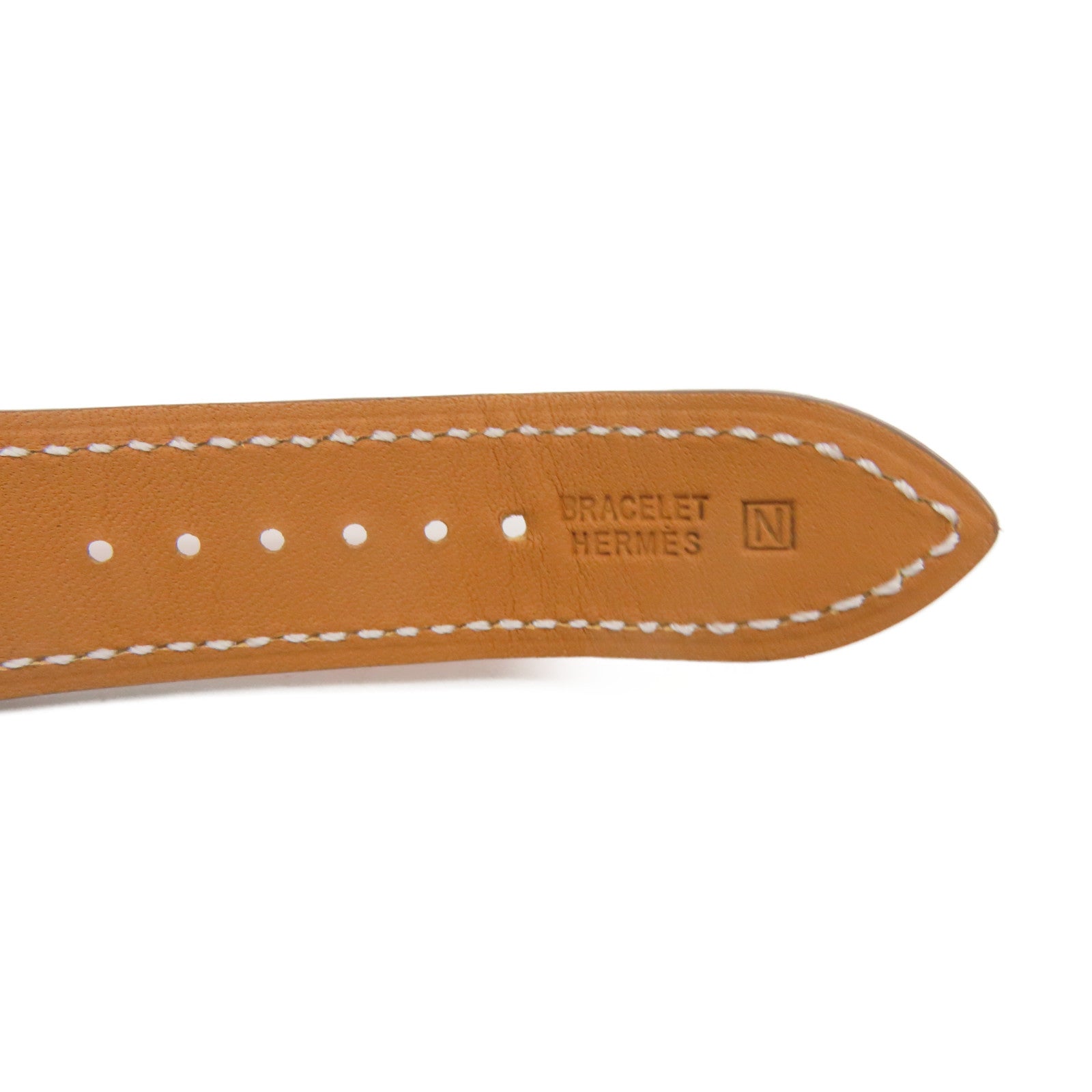 HERMES Heure H Small Watch不锈钢/皮革带手表石英机芯白色/橙色