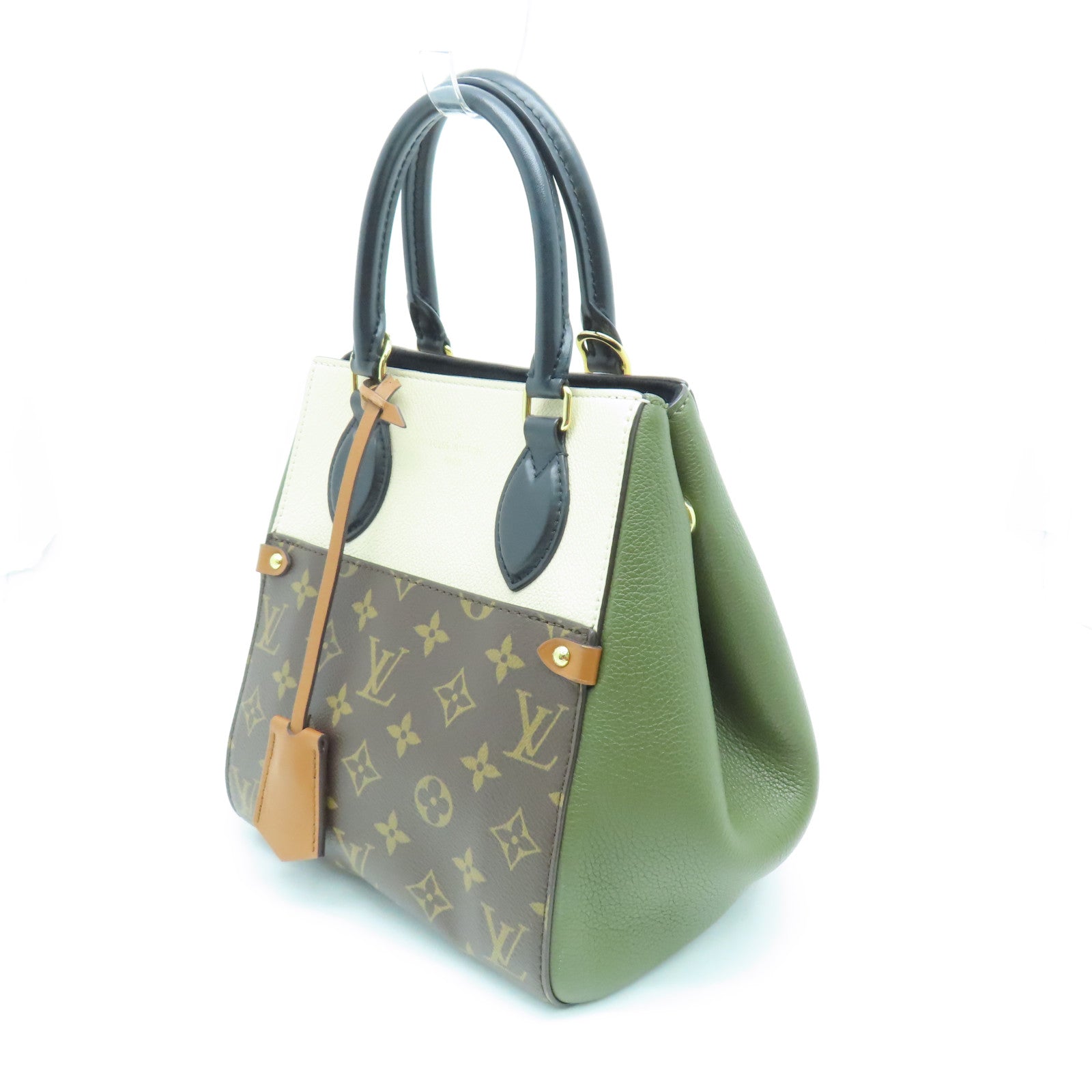 LOUIS VUITTON Monogram Fold Tote Bag金扣手挽肩背兩用袋啡色/卡其色/白色