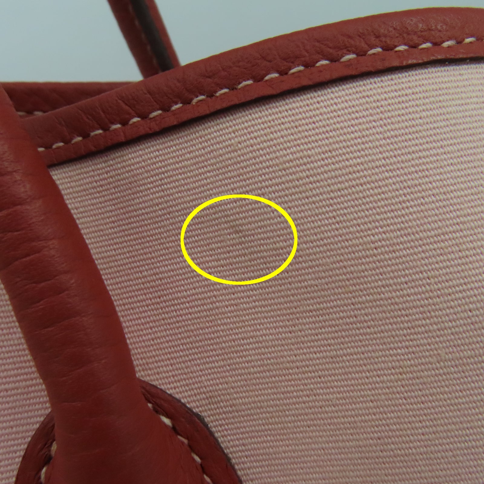 HERMES 帆布GardenParty PM銀扣手挽袋磚塊紅色