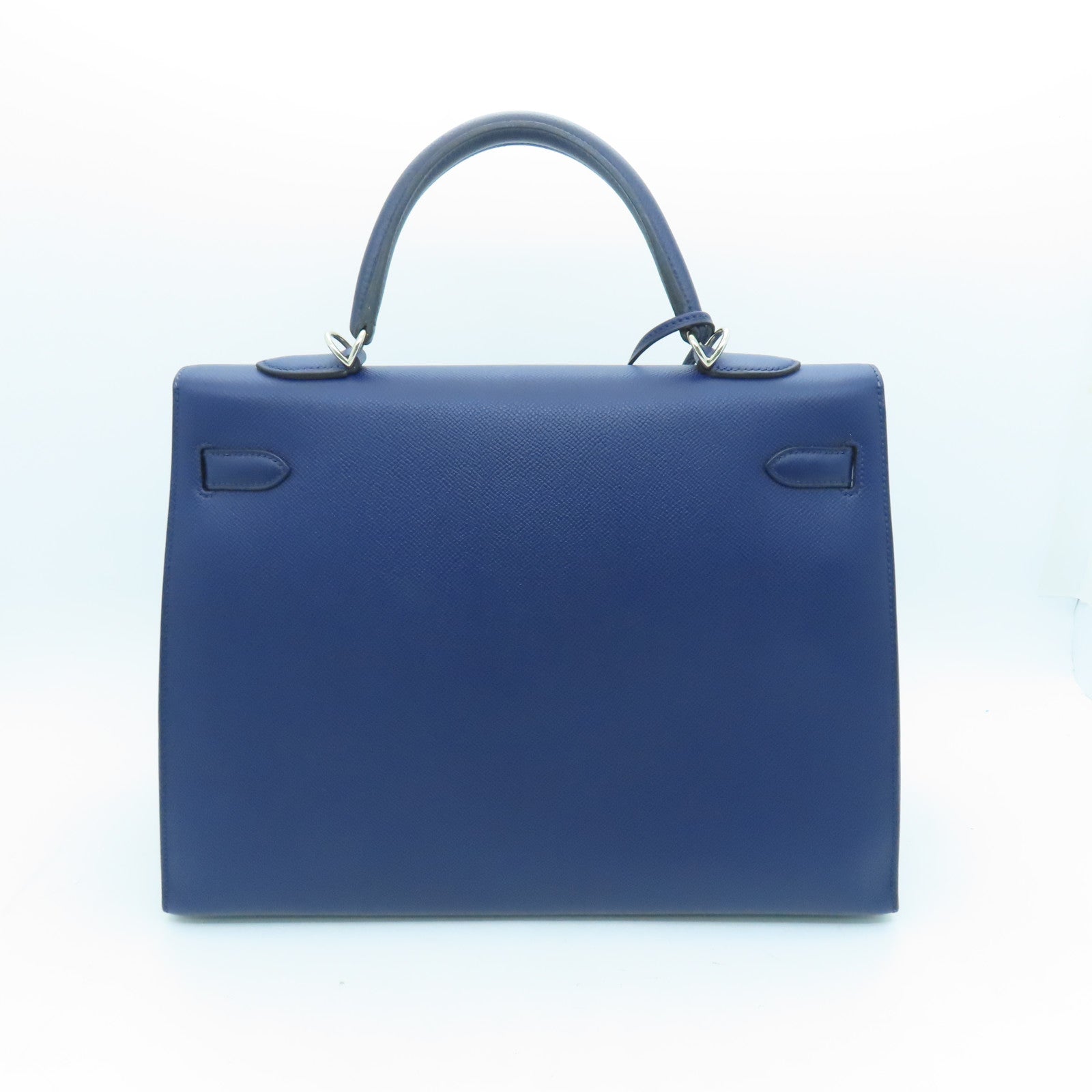HERMES Veau Epsom皮革Kelly 35银扣手挽肩背两用袋蓝宝石