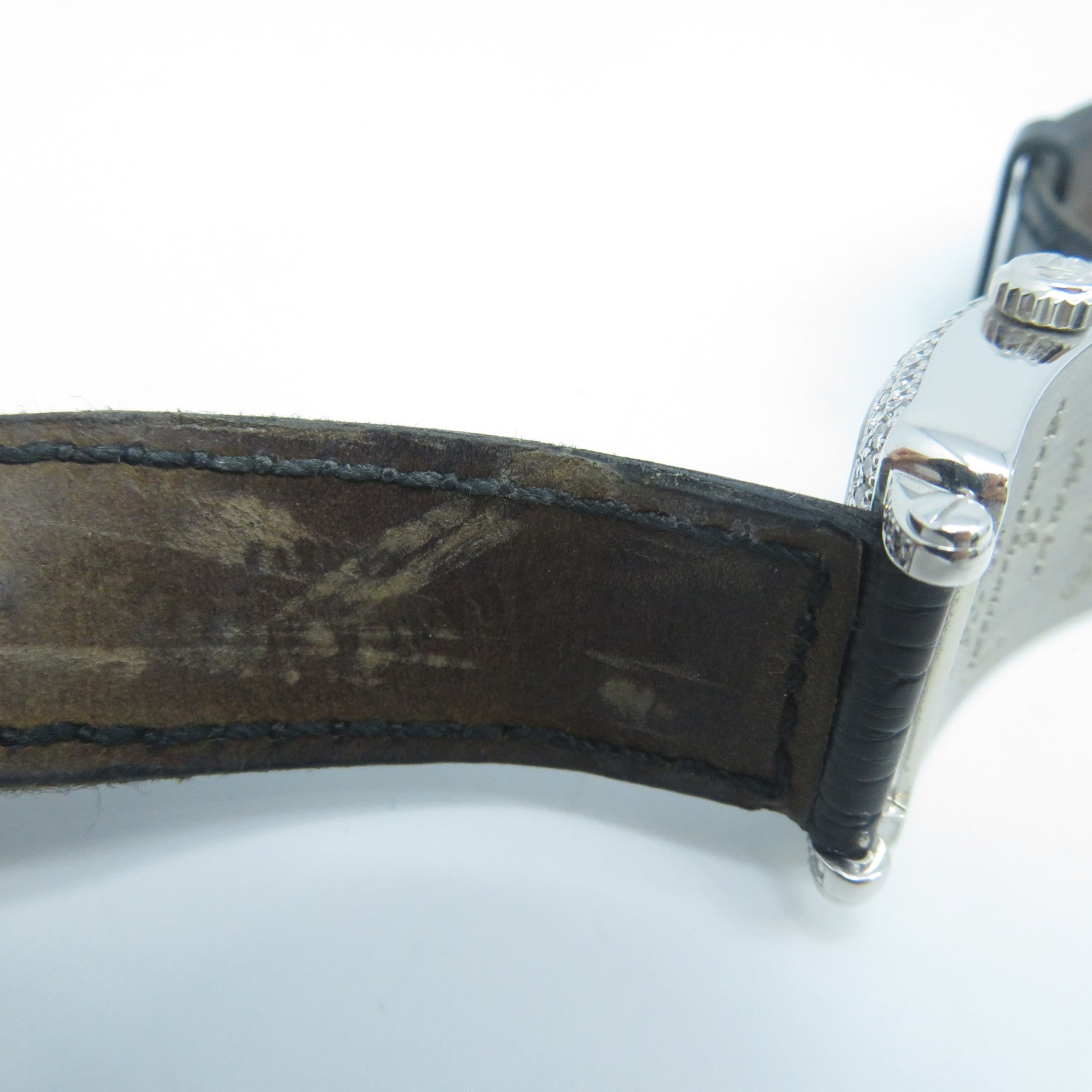 FRANCK MULLER Long Island 18K白金/皮革石英機芯手錶黑色/白色