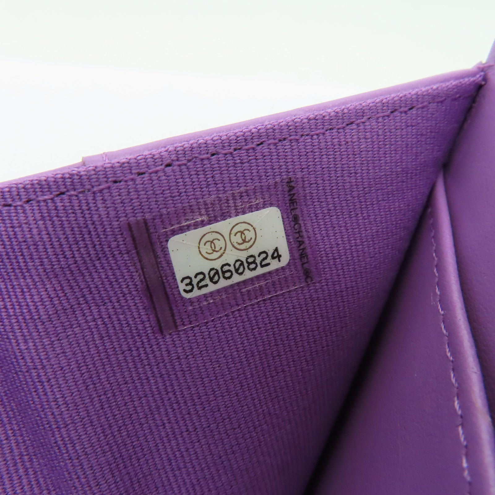 CHANEL 菱格Caviar皮革Wallet金扣錢包紫色